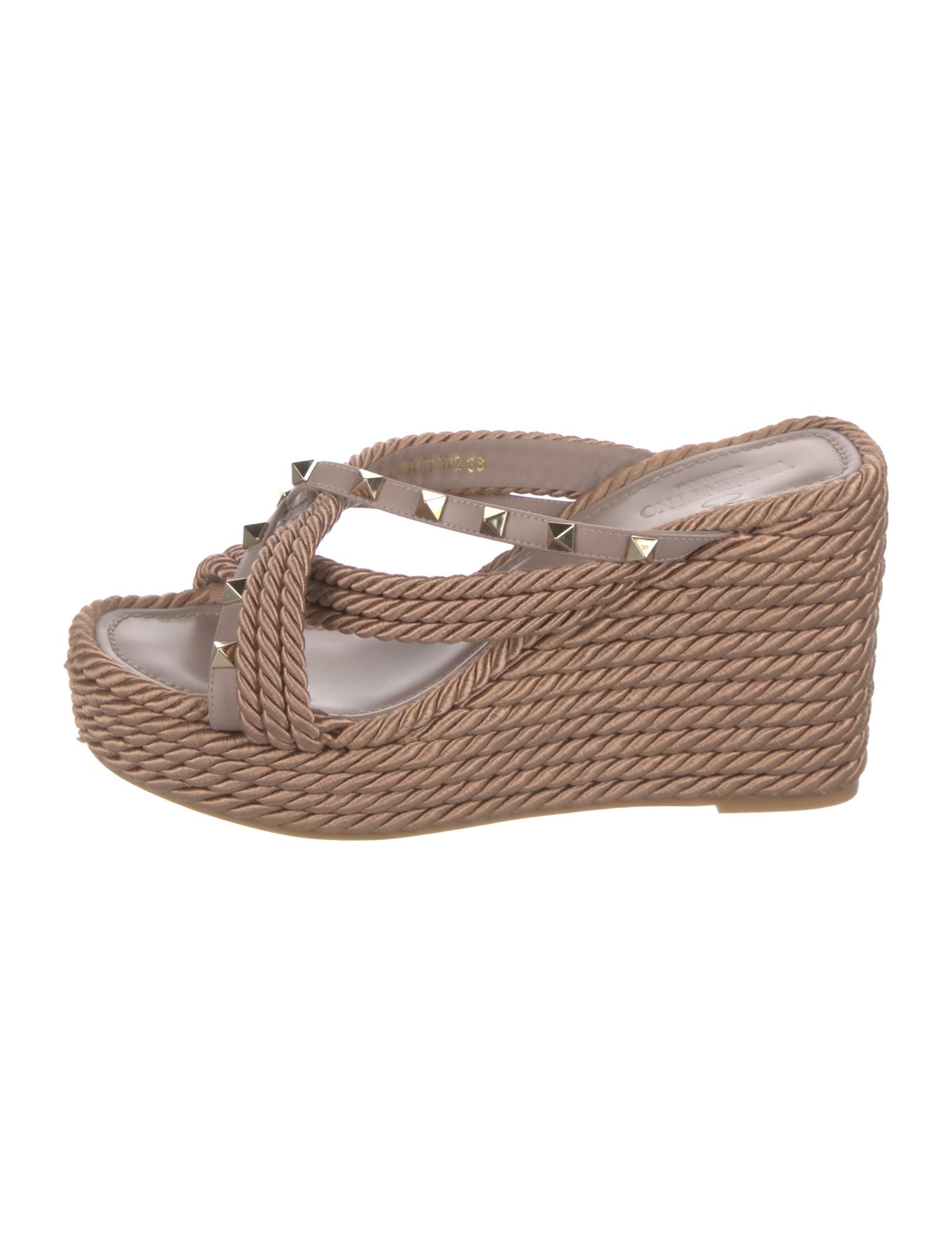 Valentino Rockstud Accents Leather Espadrilles