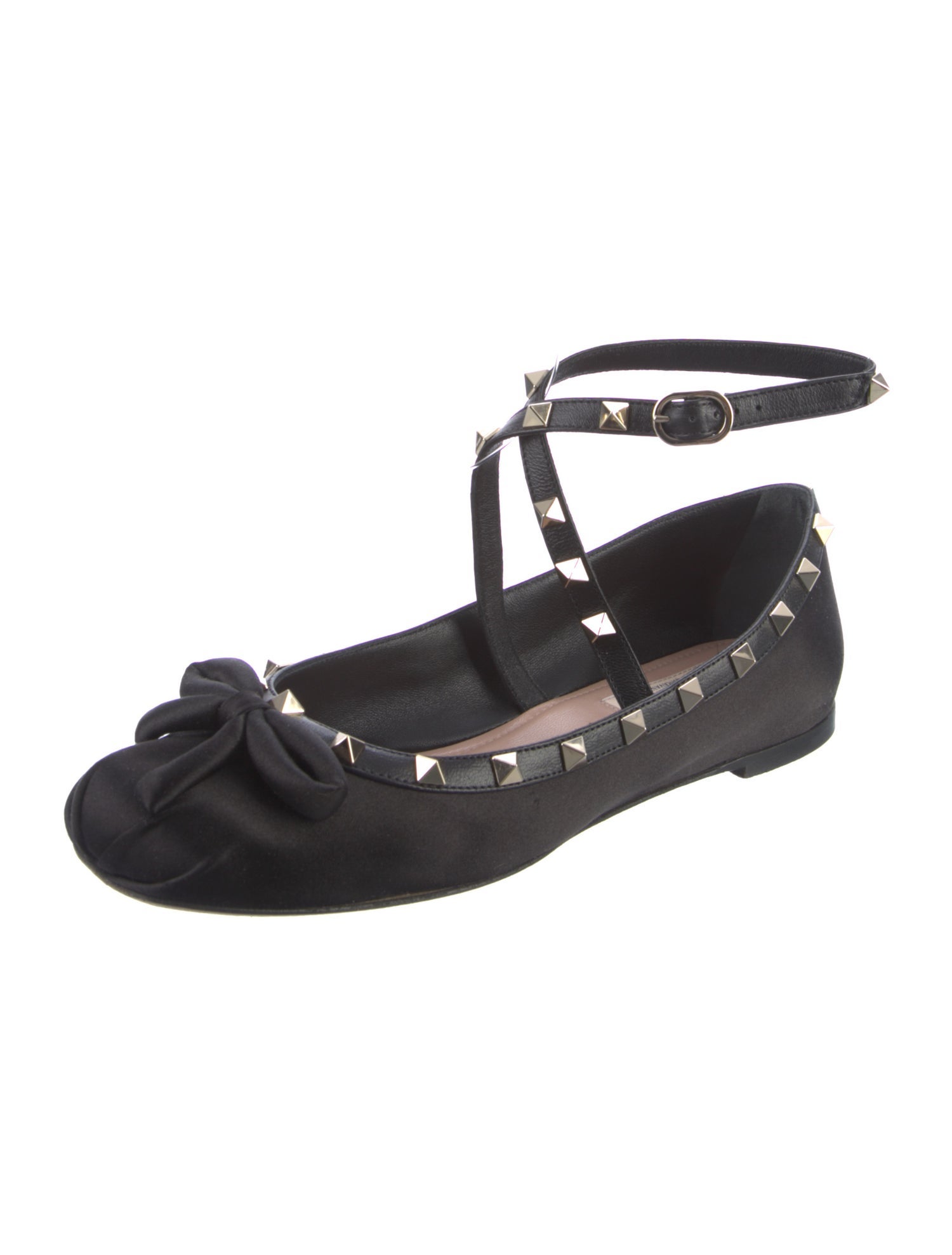 Valentino Rockstud Accents Satin Flats