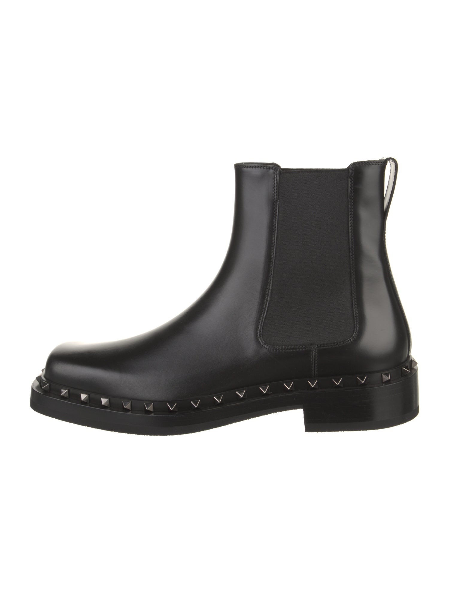 Valentino Rockstud Accents Leather Chelsea Boots