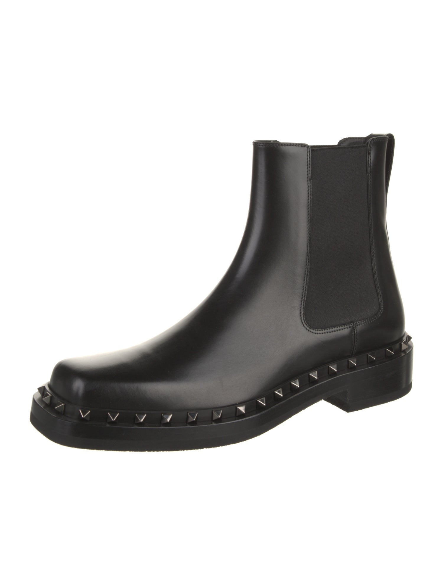 Valentino Rockstud Accents Leather Chelsea Boots