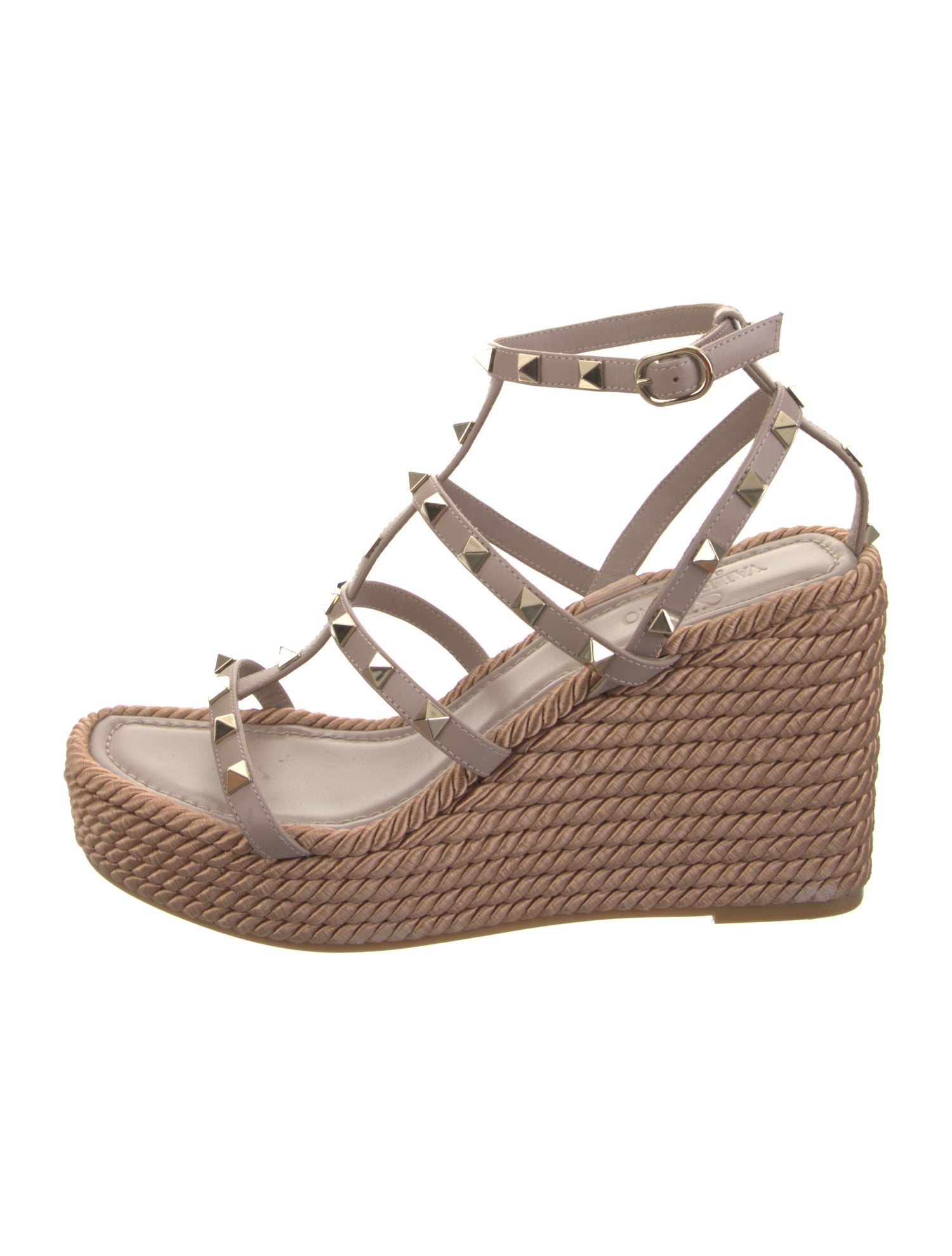 Valentino Rockstud Accents Leather Espadrilles