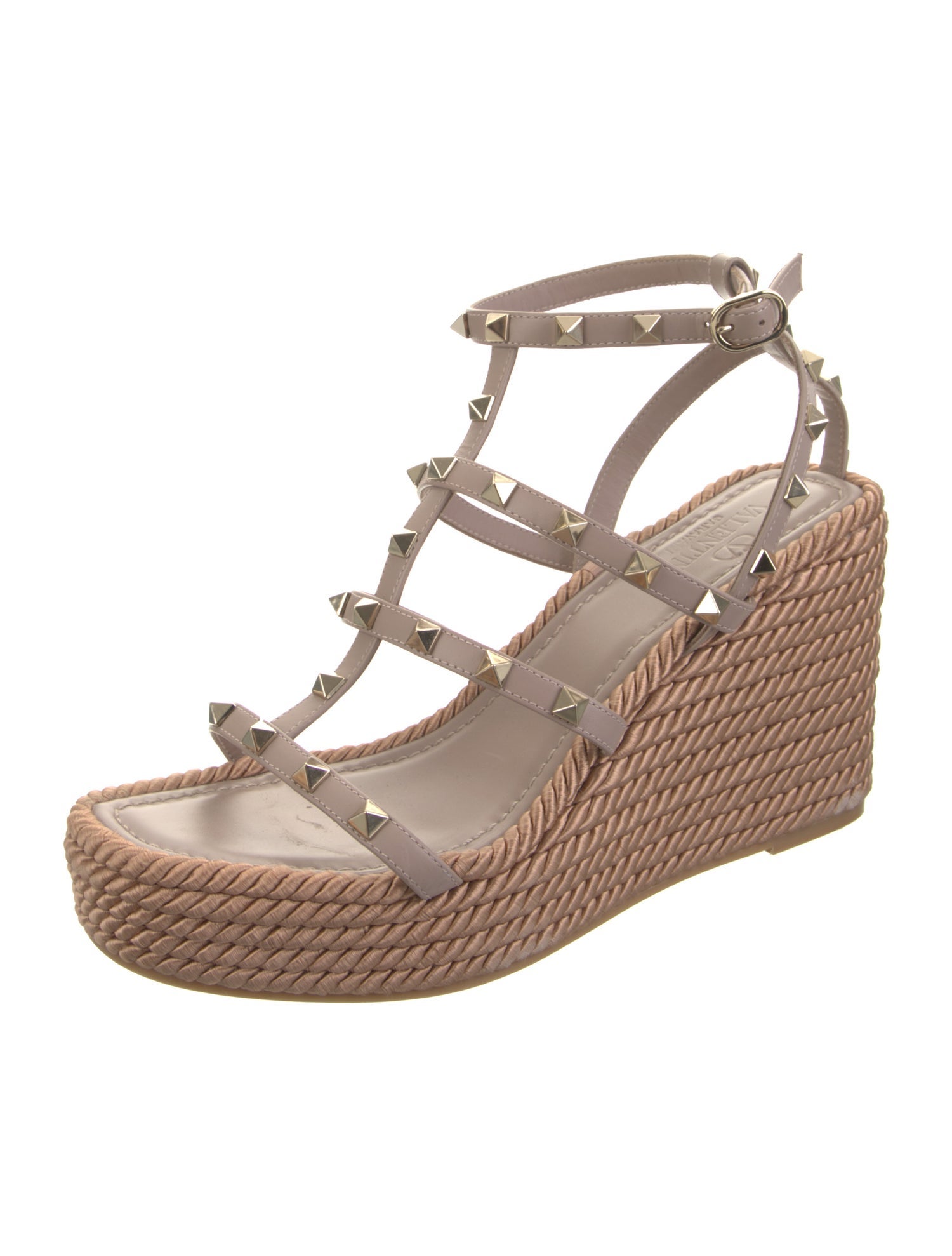 Valentino Rockstud Accents Leather Espadrilles