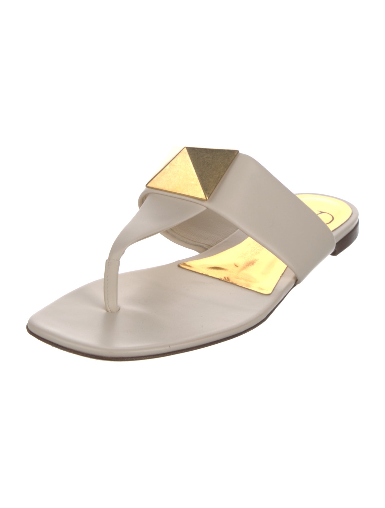 Valentino Rockstud Accents Leather Slides