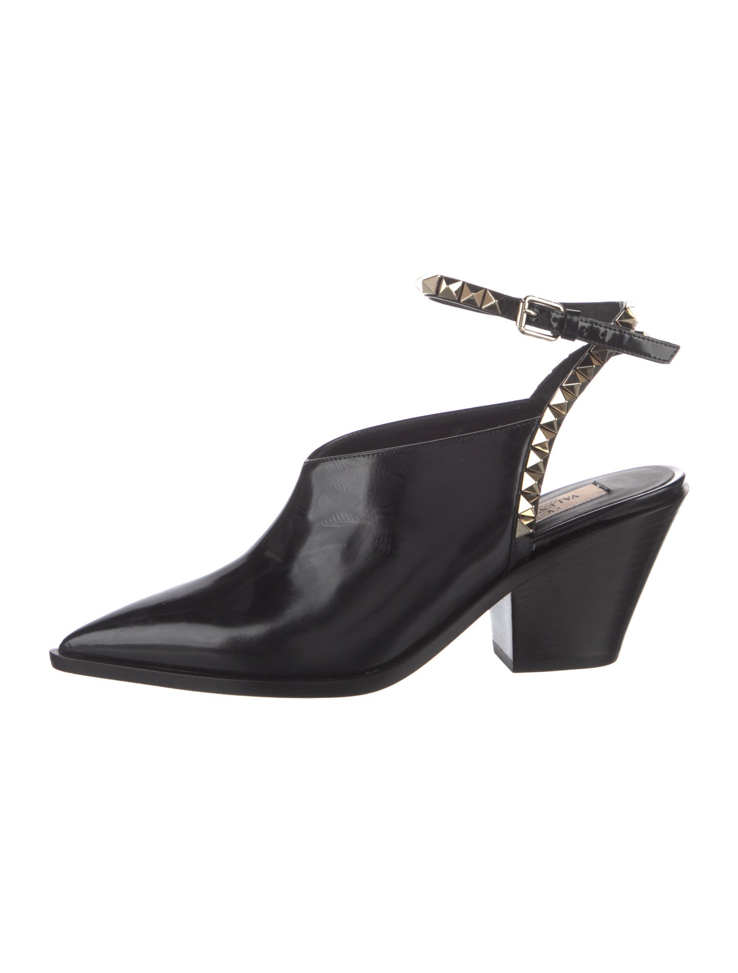 Valentino Rockstud Accents Patent Leather Slingback Pumps