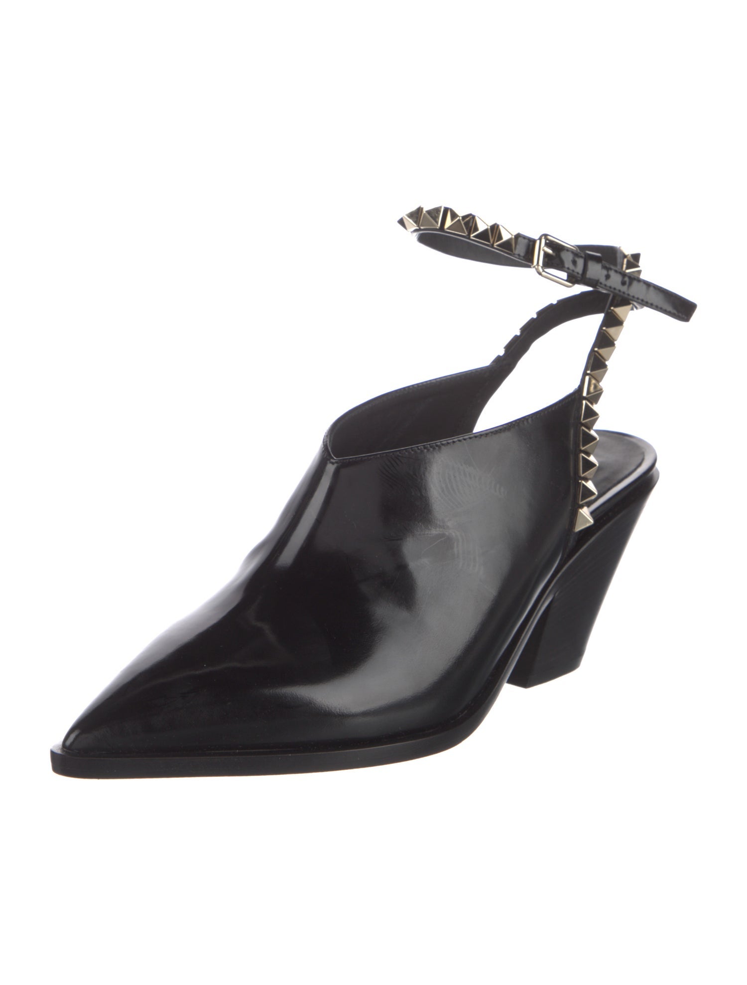 Valentino Rockstud Accents Patent Leather Slingback Pumps