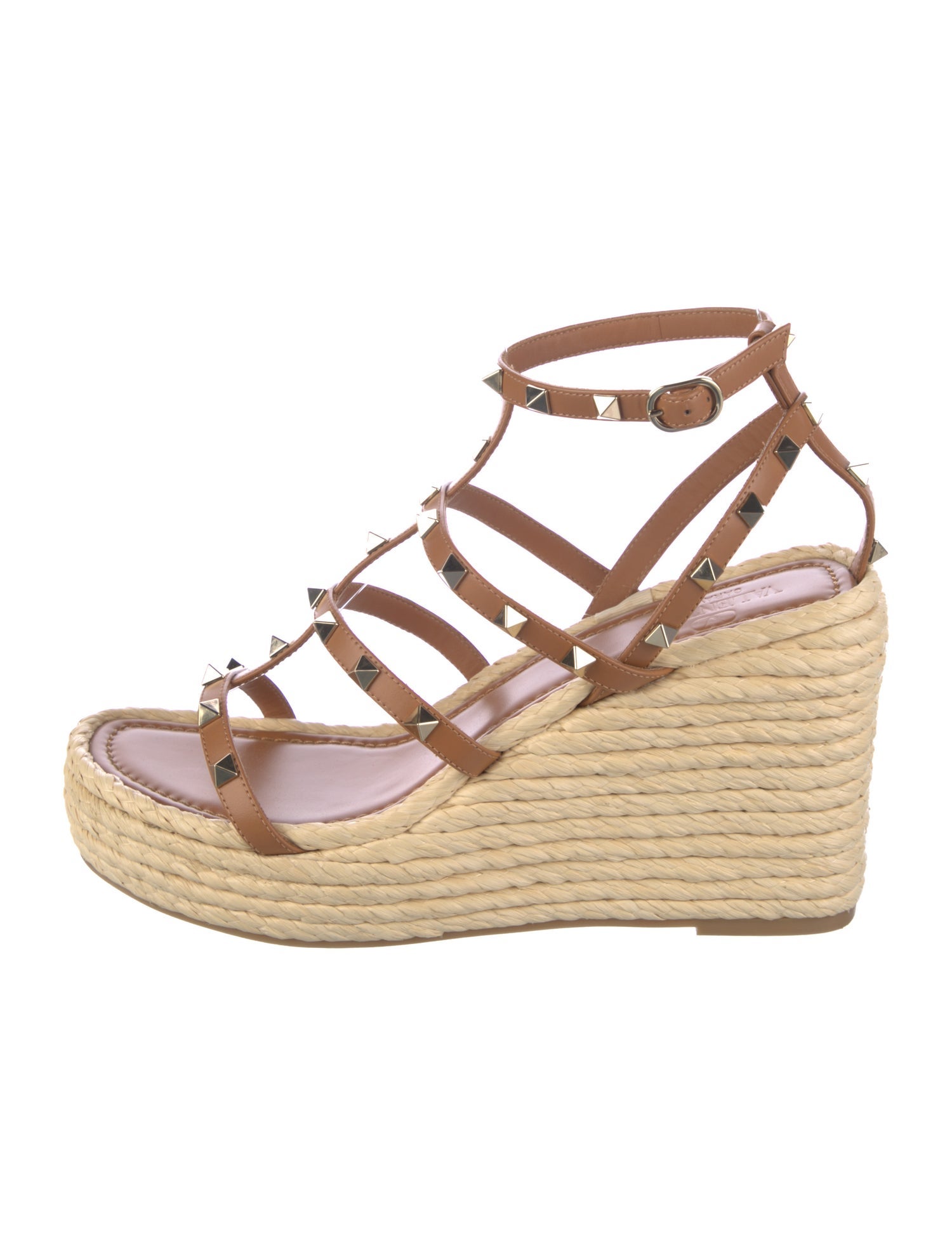 Valentino Rockstud Accents Leather Espadrilles