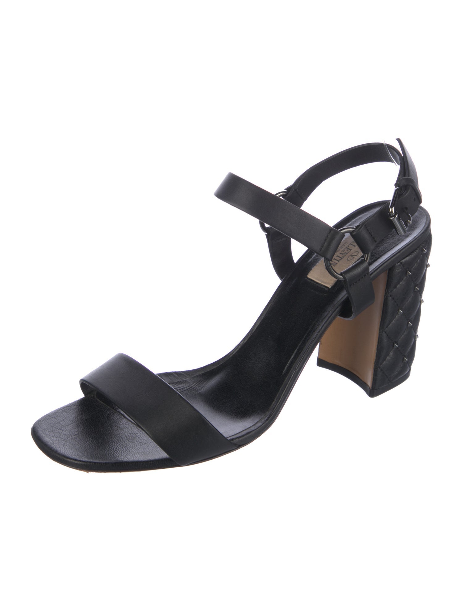 Valentino Quilted Pattern Leather Slingback Sandals