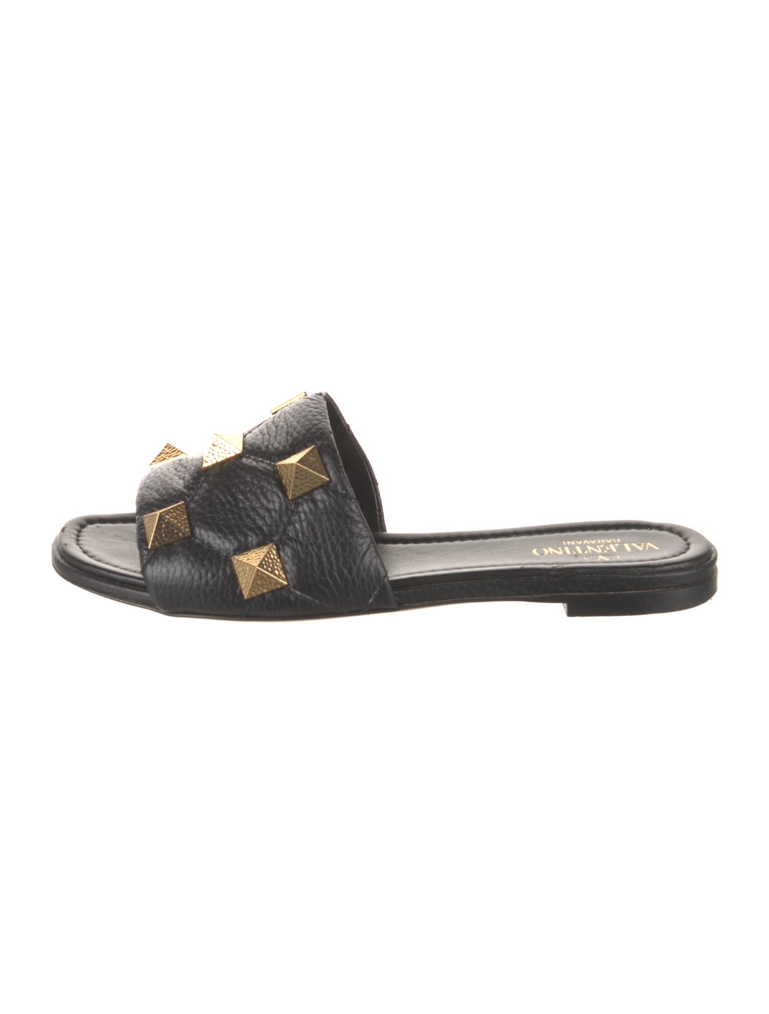 Valentino Rockstud Accents Leather Slides