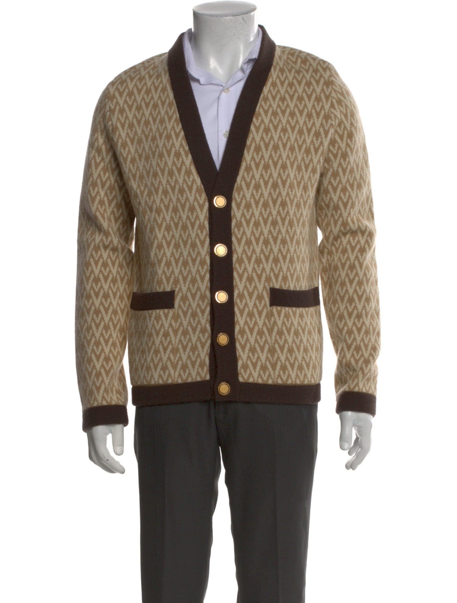 Valentino Virgin Wool Printed Cardigan