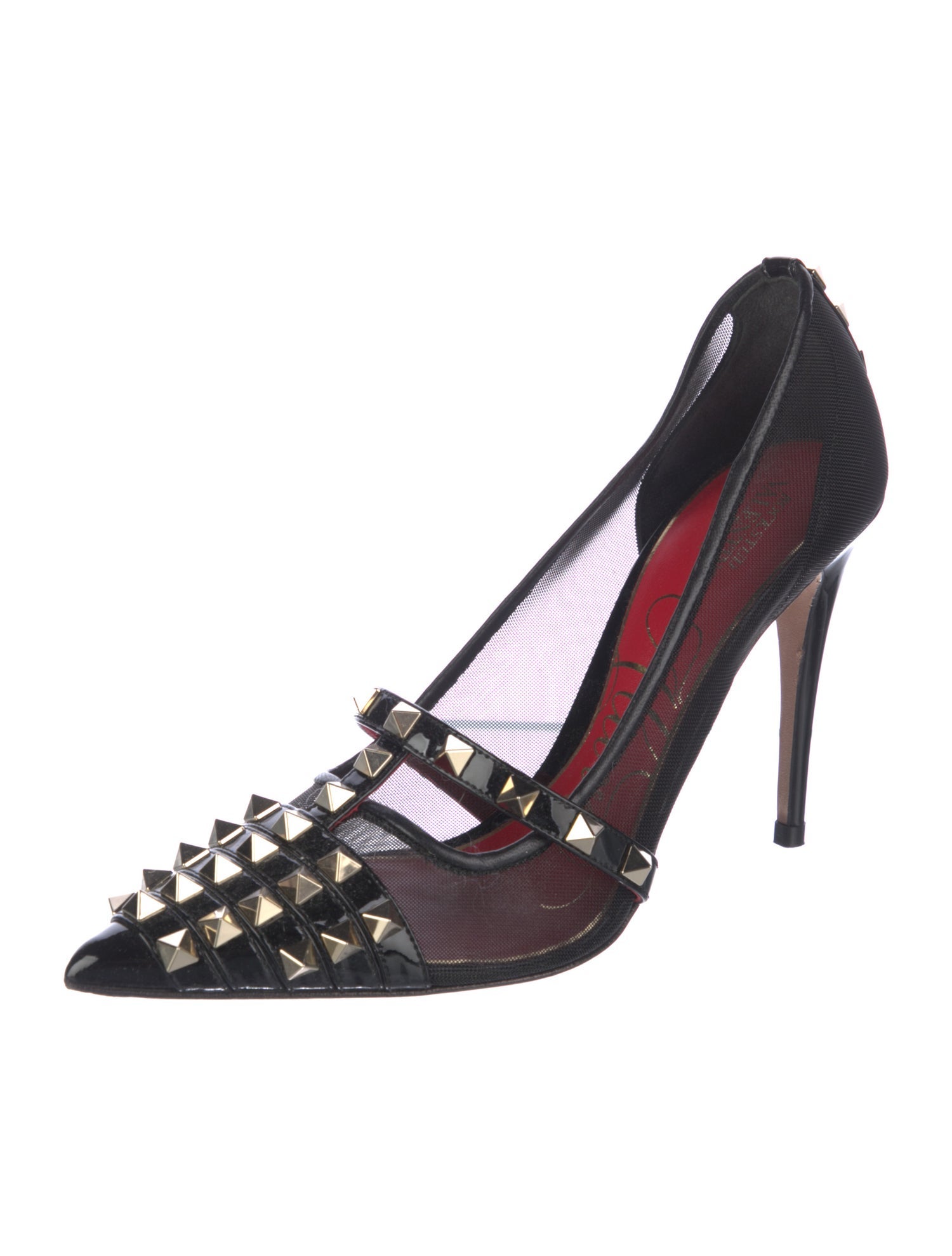 Valentino Rockstud Accents Mesh T-Strap Pumps