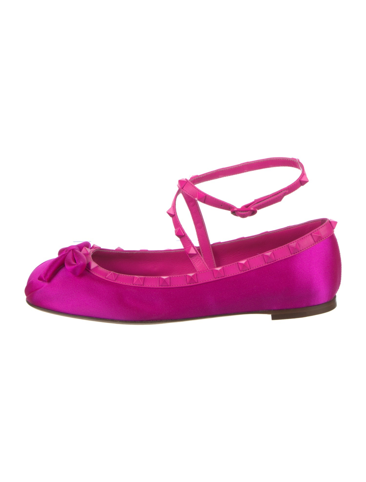Valentino Rockstud Accents Satin Ballet Flats