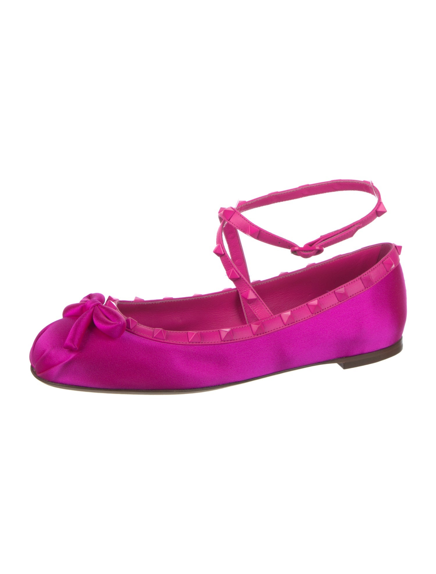 Valentino Rockstud Accents Satin Ballet Flats