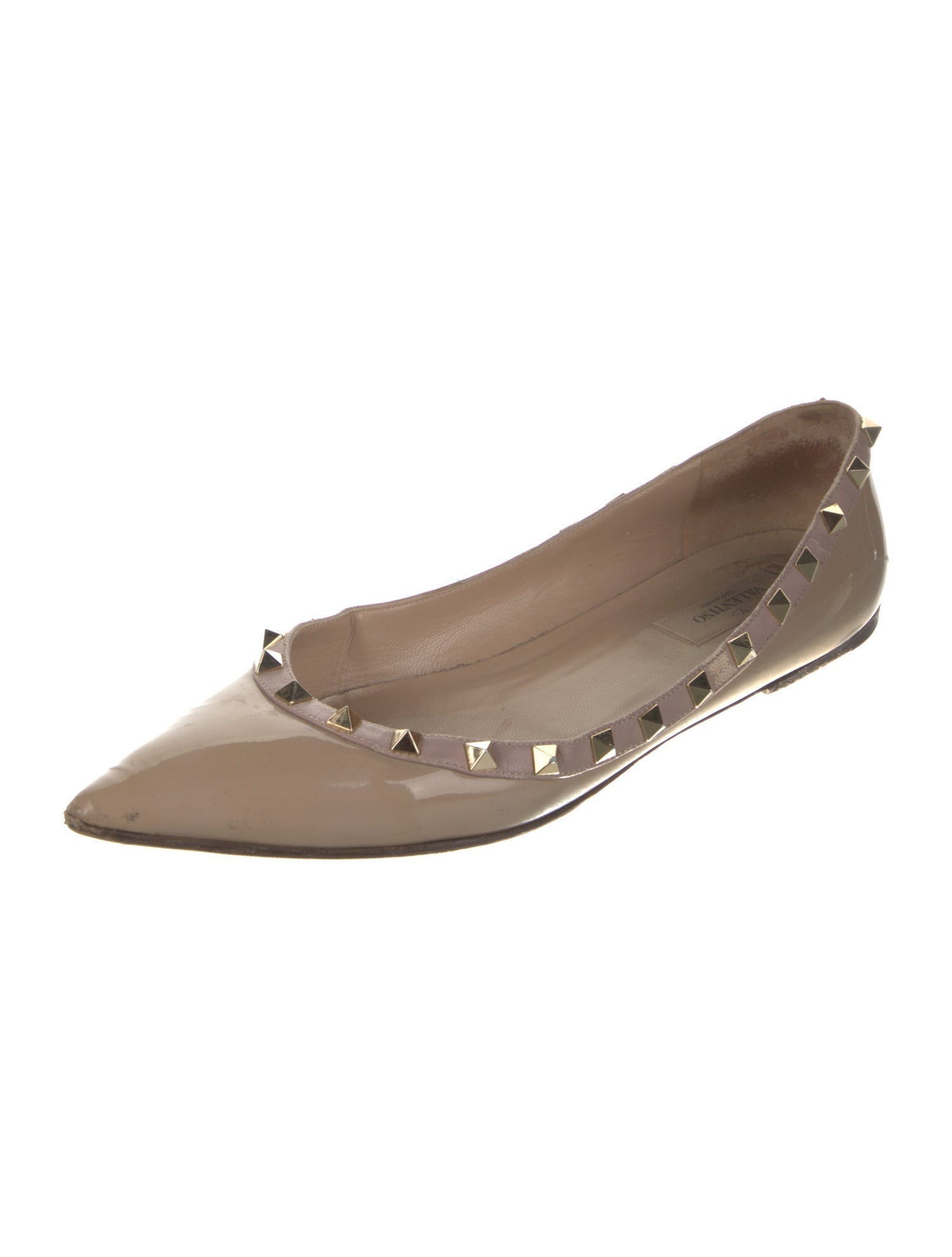 Valentino Rockstud Accents Patent Leather Ballet Flats