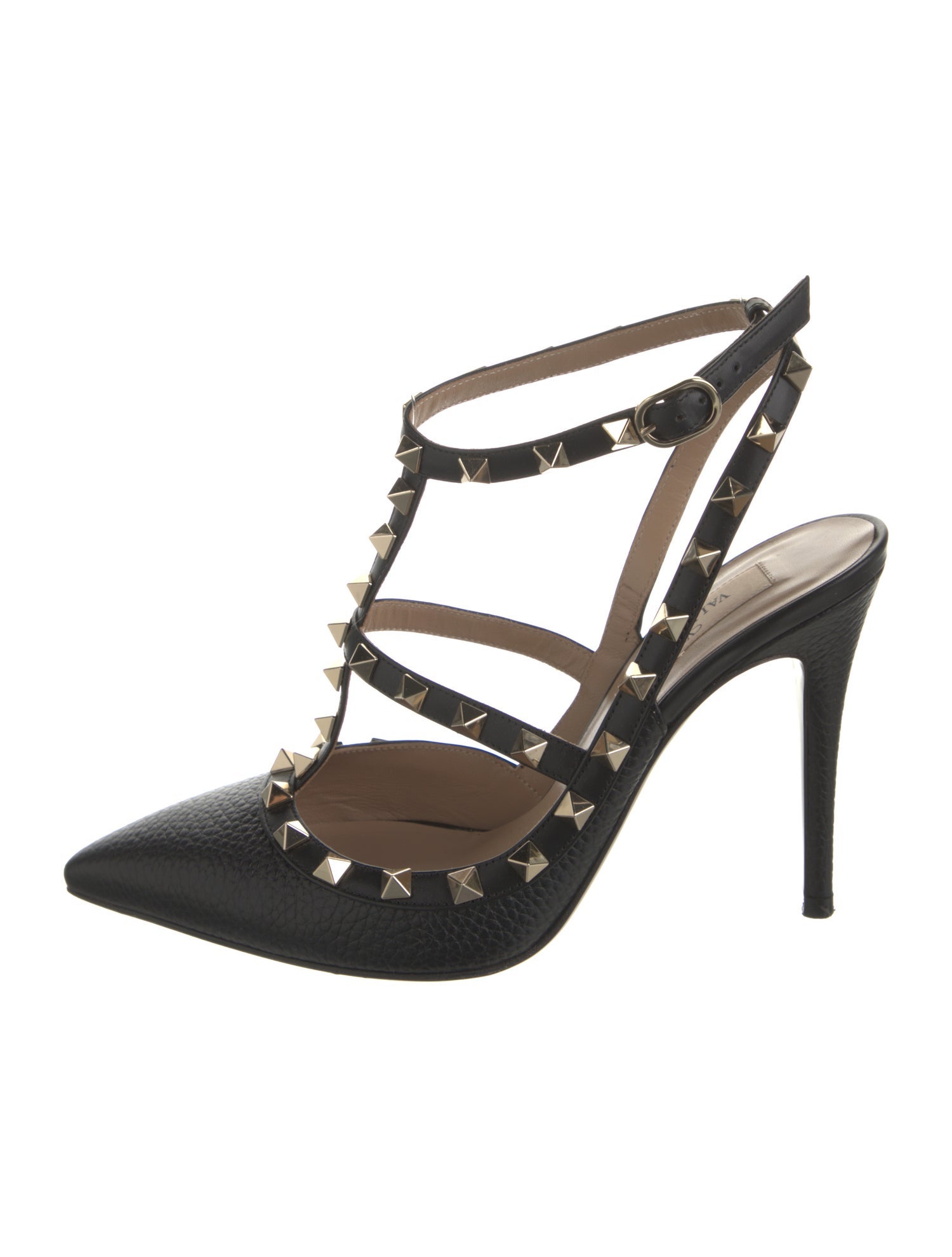 Valentino Rockstud Accents Leather T-Strap Pumps