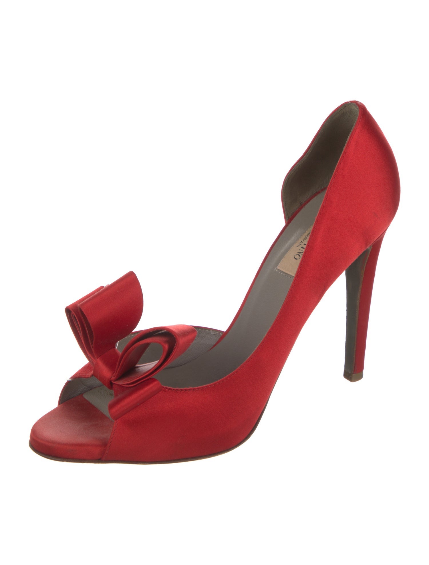 Valentino Satin Bow Accents D'Orsay Pumps