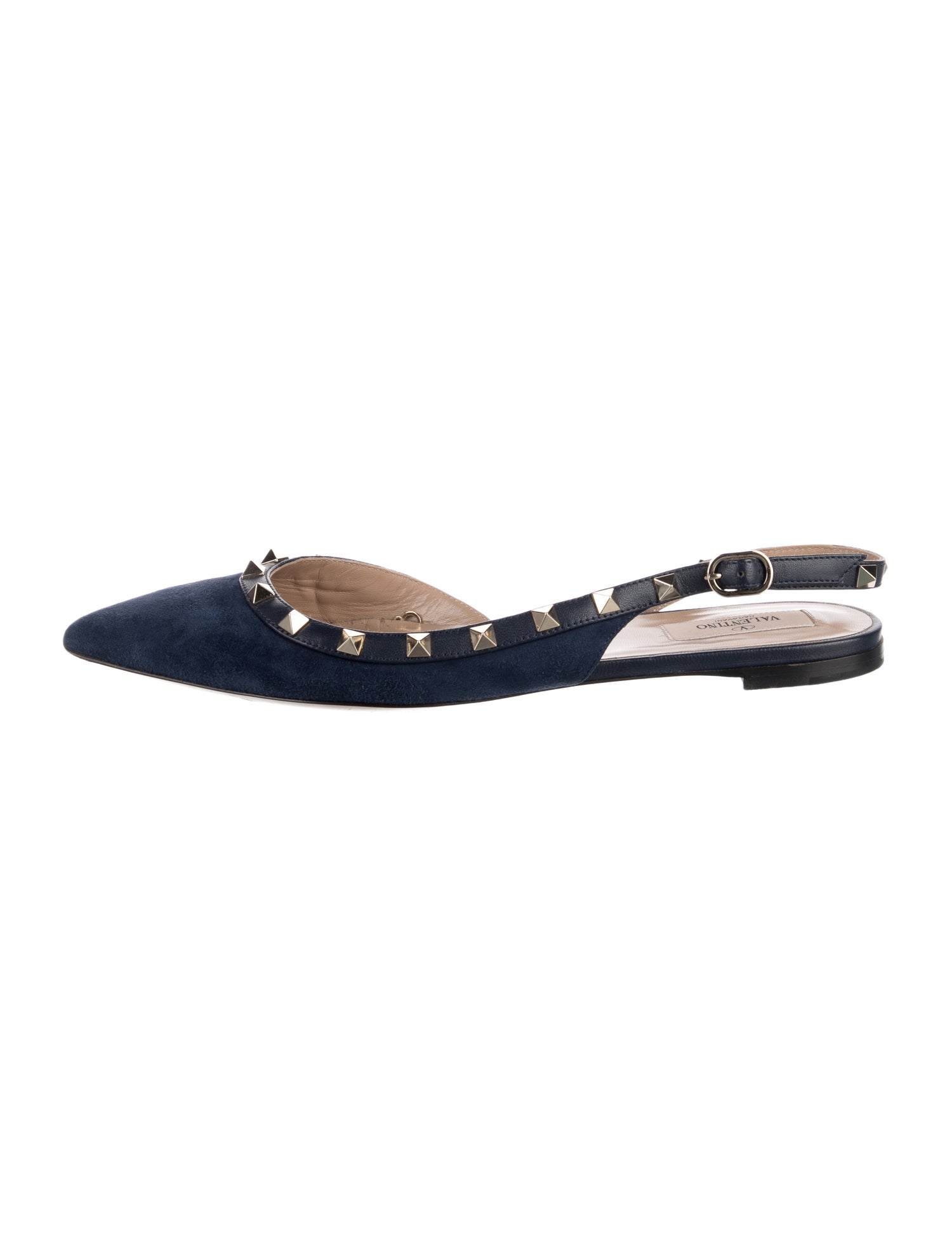 Valentino Rockstud Accents Suede Slingback Flats