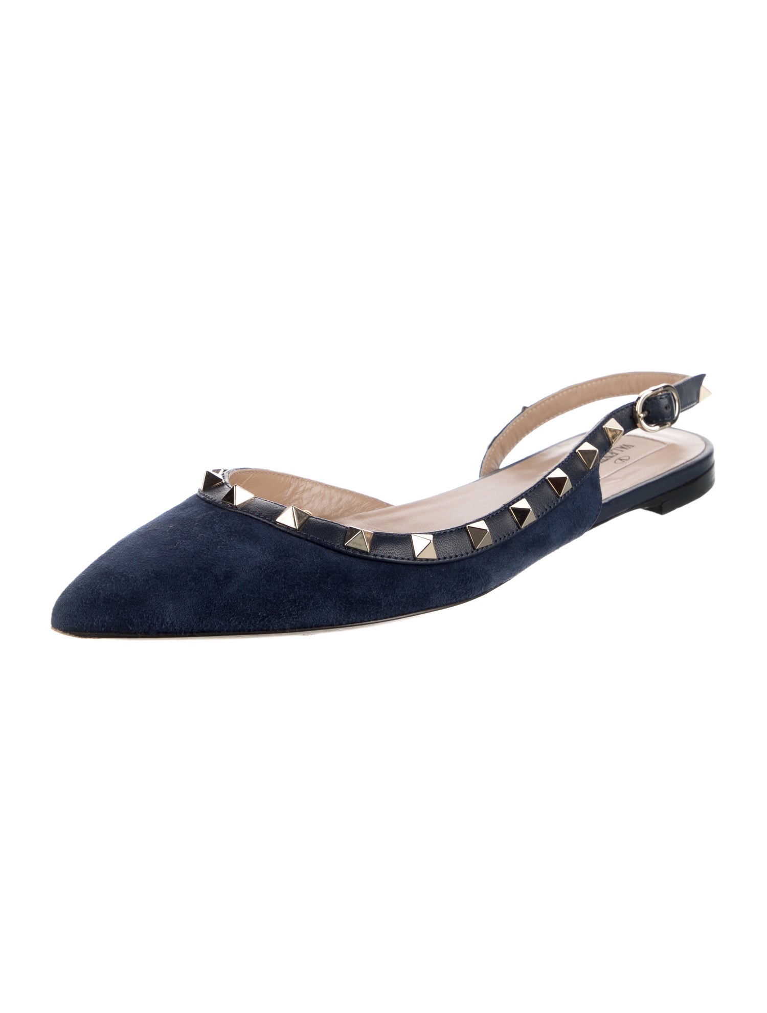 Valentino Rockstud Accents Suede Slingback Flats