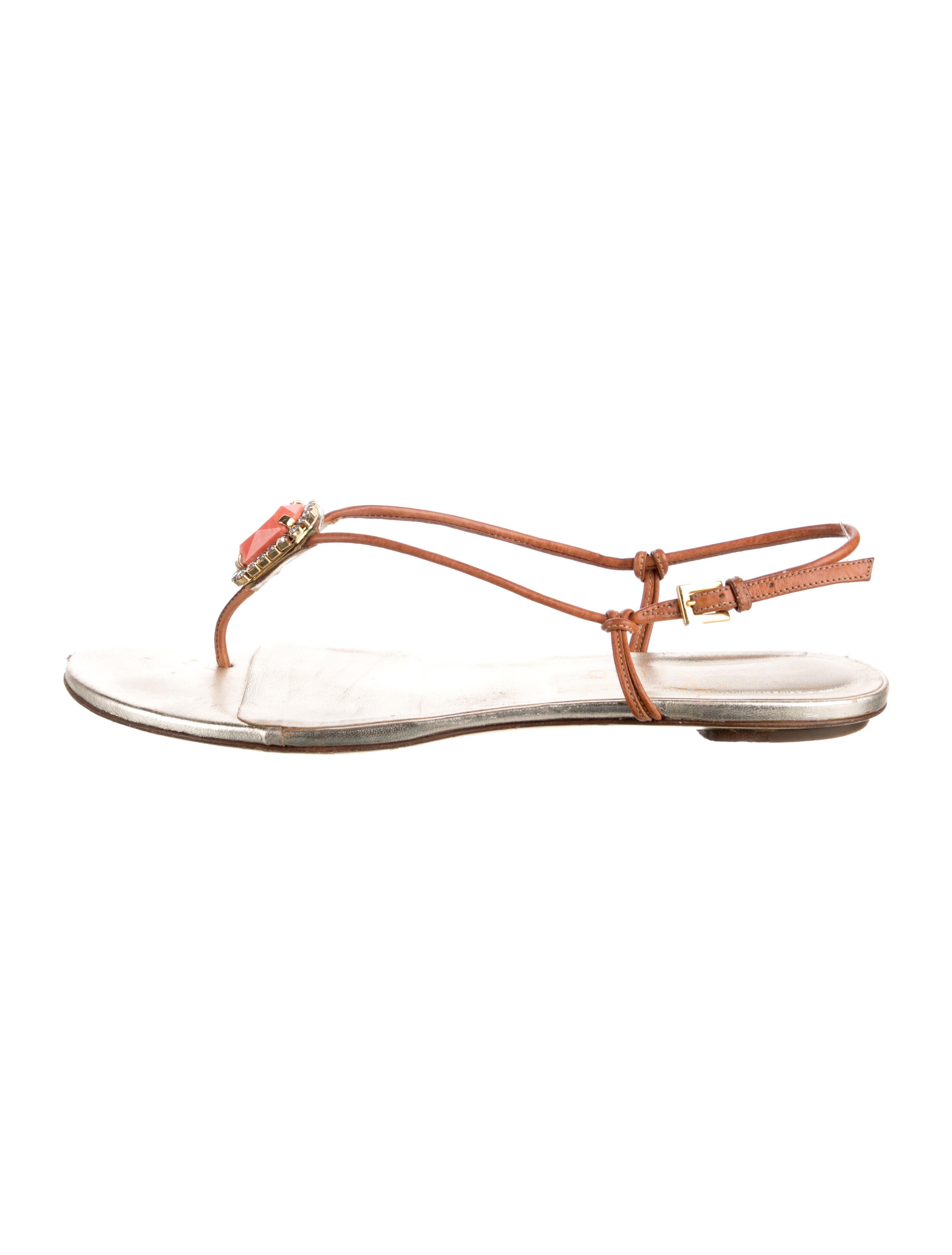 Valentino Leather Crystal Embellishments Sandals