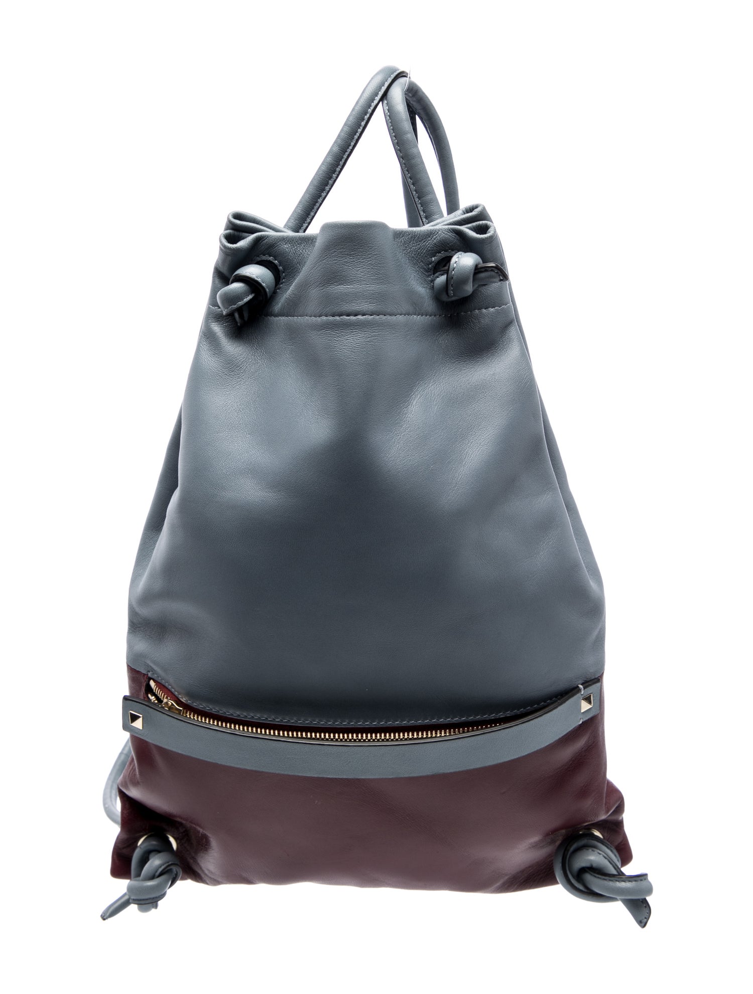 blue leather drawstring backpack Navy Handcrafted with soft Italian Napa leather this multiway drawstring backpack is also a leather tote and shoulder bag. Bucket Backpack, Skyway