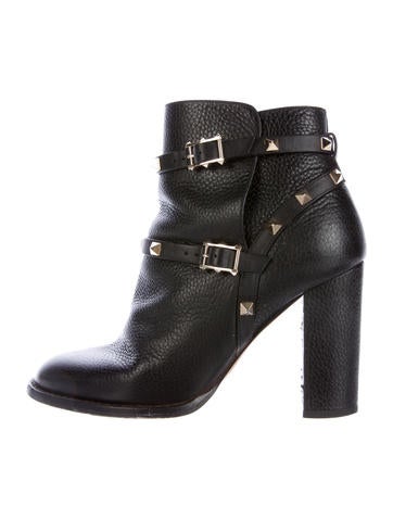 Valentino Leather Rockstud Ankle Boots