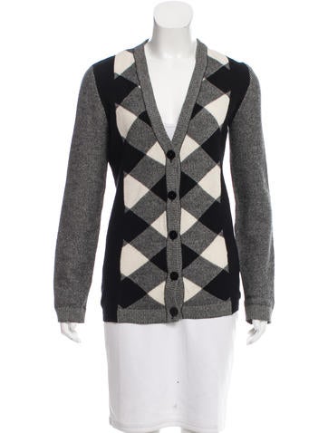Valentino Wool Checkered Cardigan