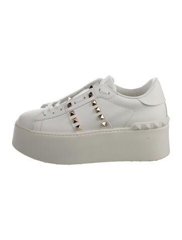 Pre-owned Valentino Garavani Rockstud Accents Leather Wedge Sneakers In Multi