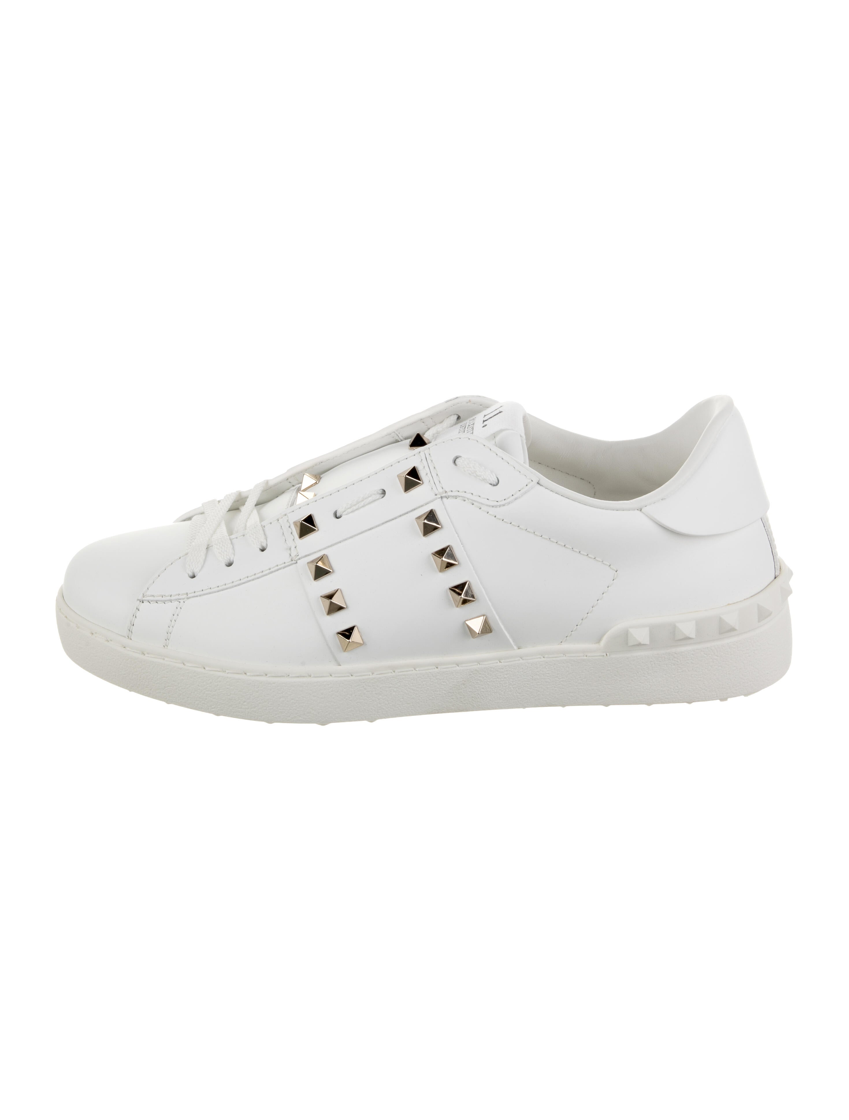 Valentino Rockstud Accents Leather Sneakers