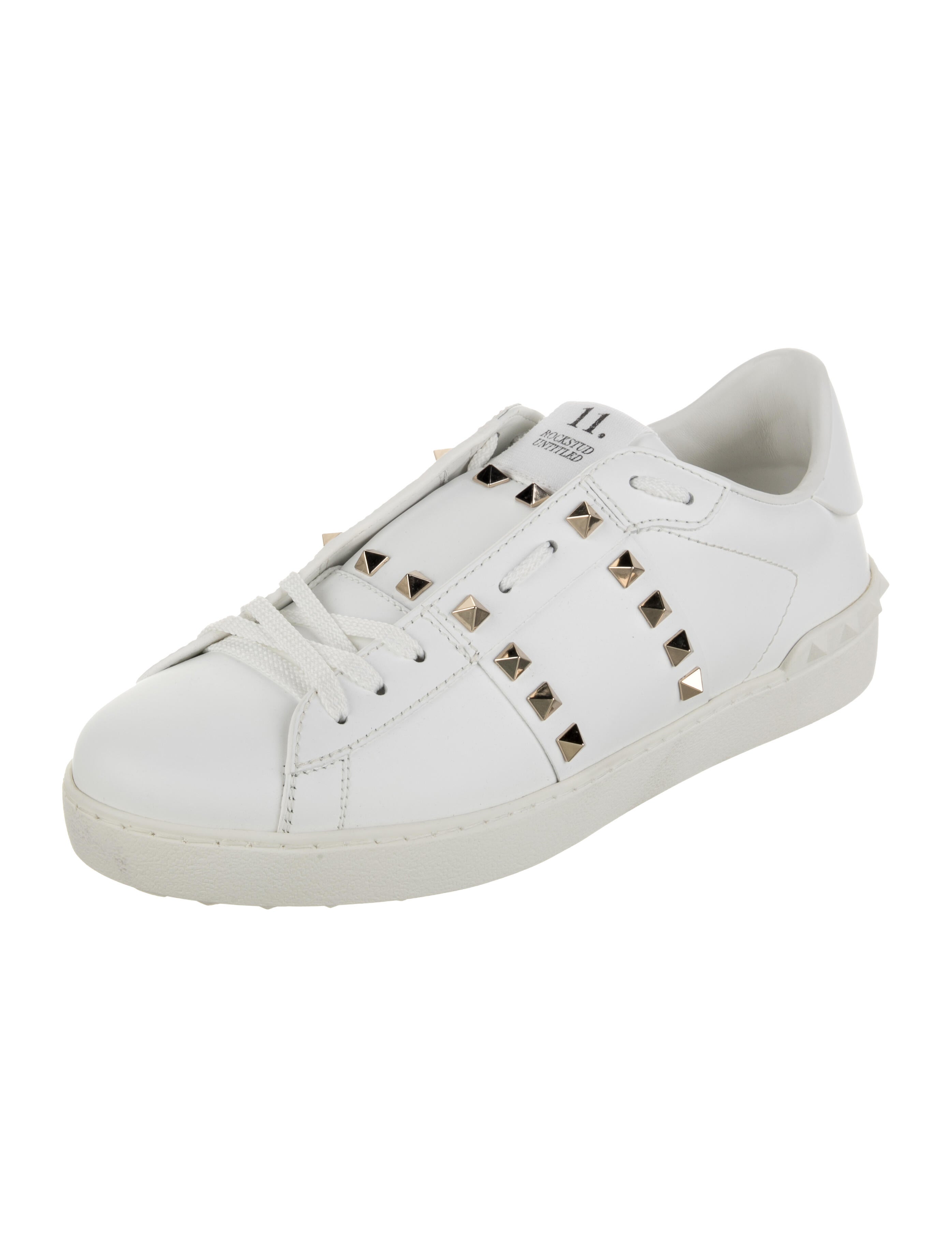 Valentino Rockstud Accents Leather Sneakers