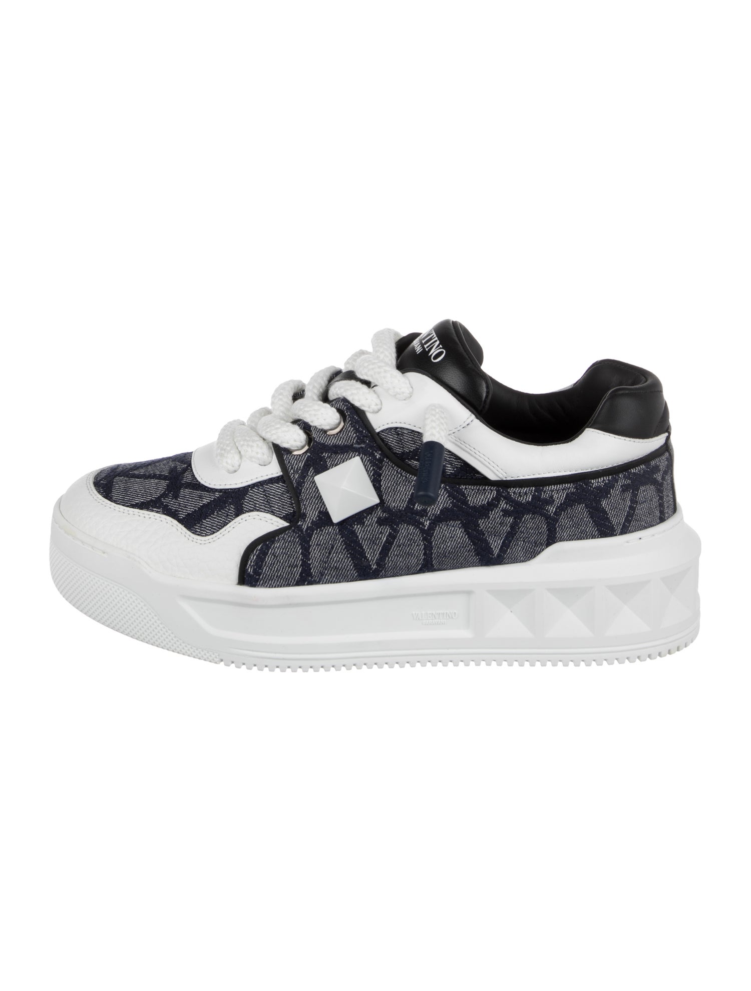 Valentino Denim Printed Sneakers - Blue Sneakers, Shoes
