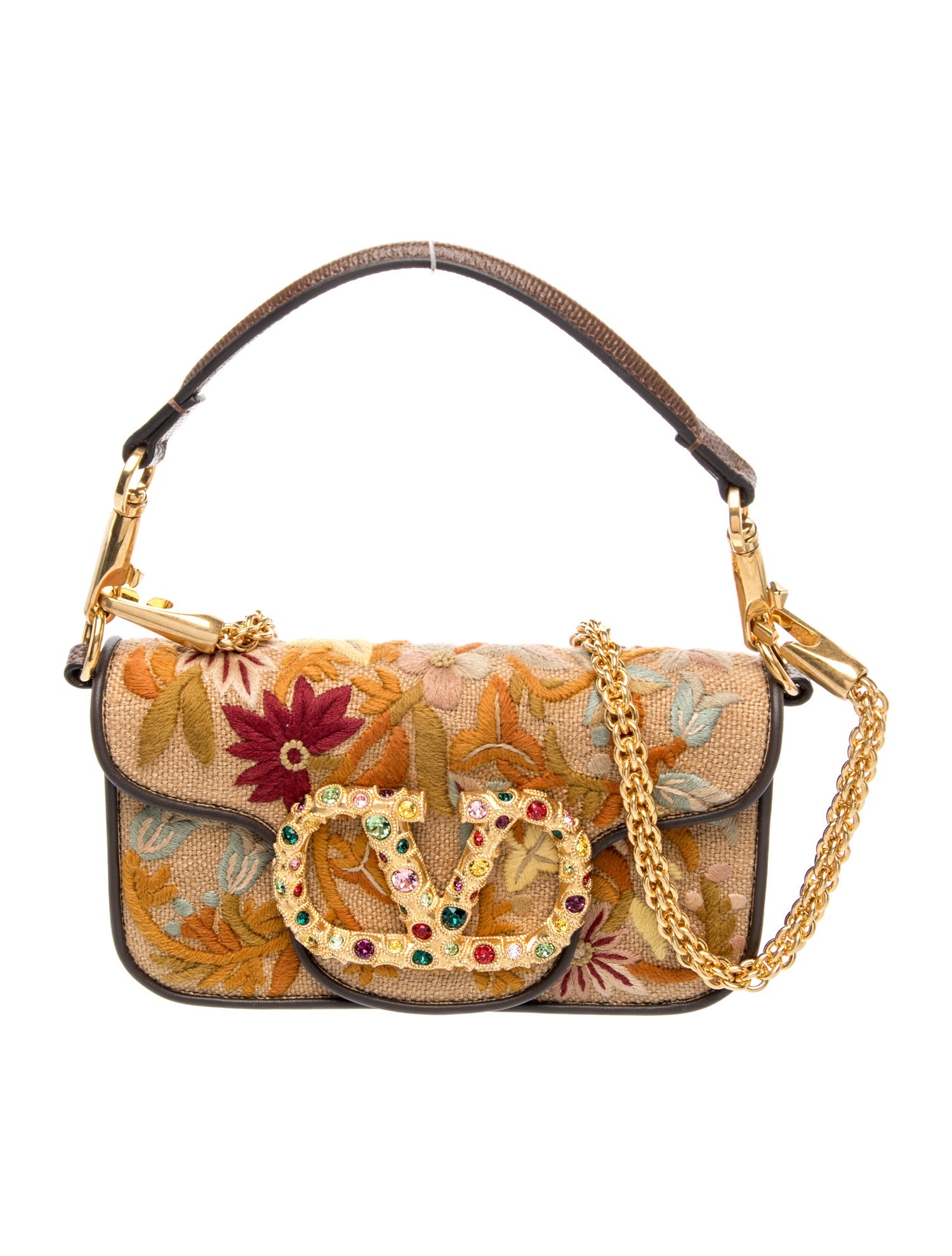 Valentino Satin Garavani Locò Small - Brown Crossbody Bags