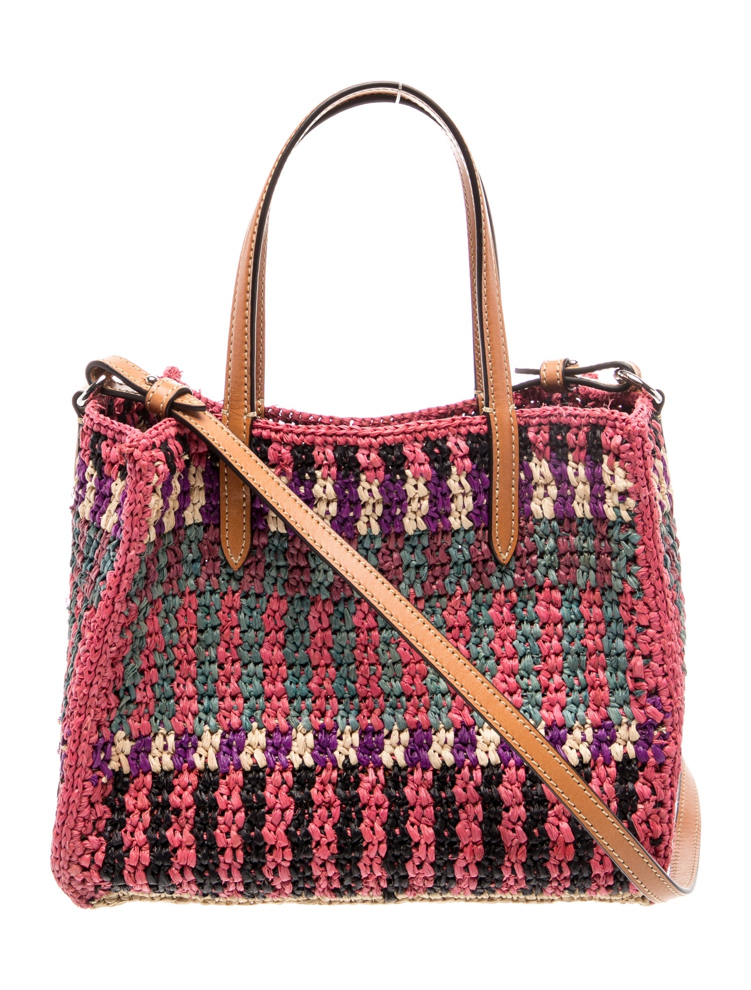 Valentino Vlogo Raffia Tote - Pink Handle Bags, Handbags