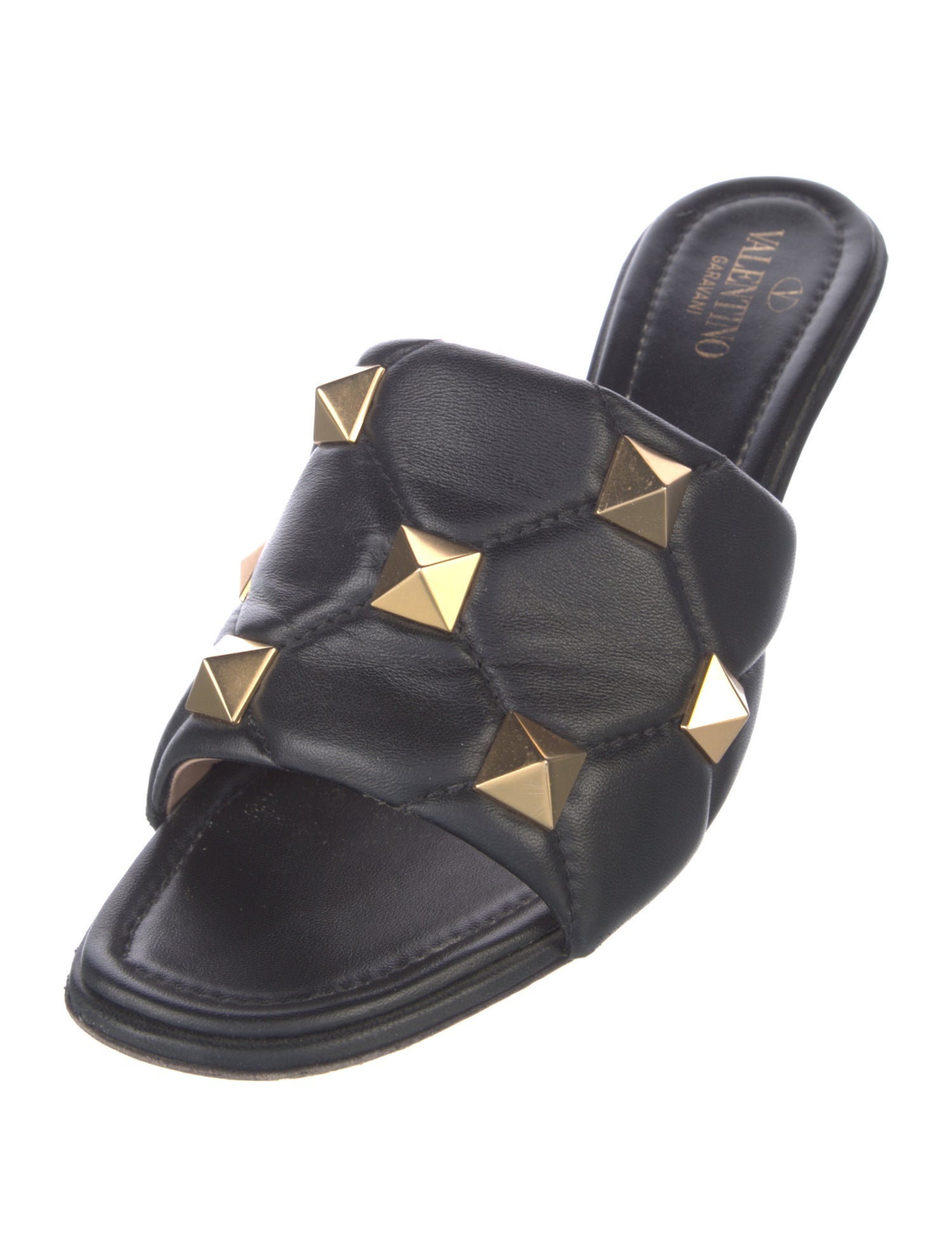 Valentino Rockstud Accents Leather Slides