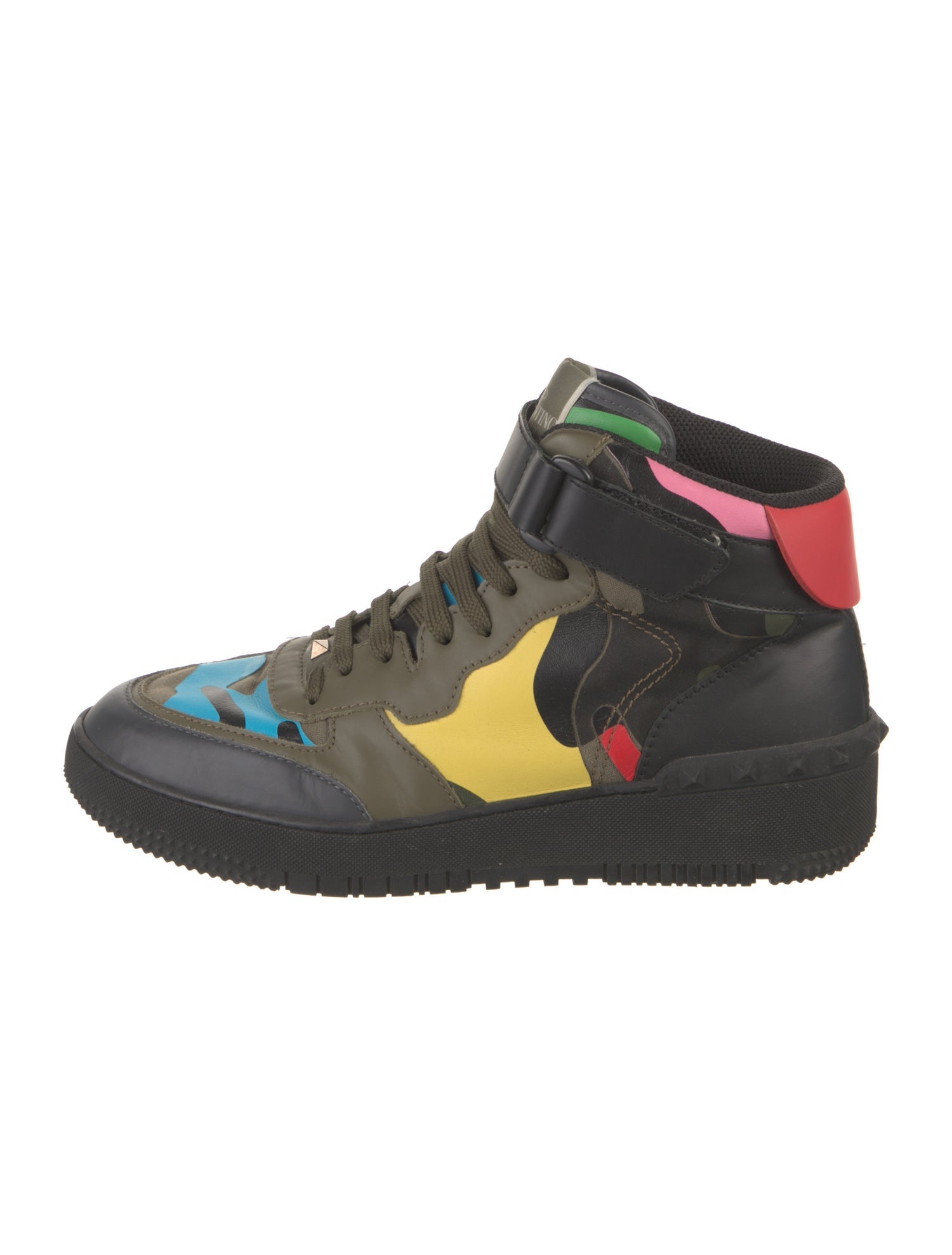 Valentino Rockstud Accents Leather Sneakers
