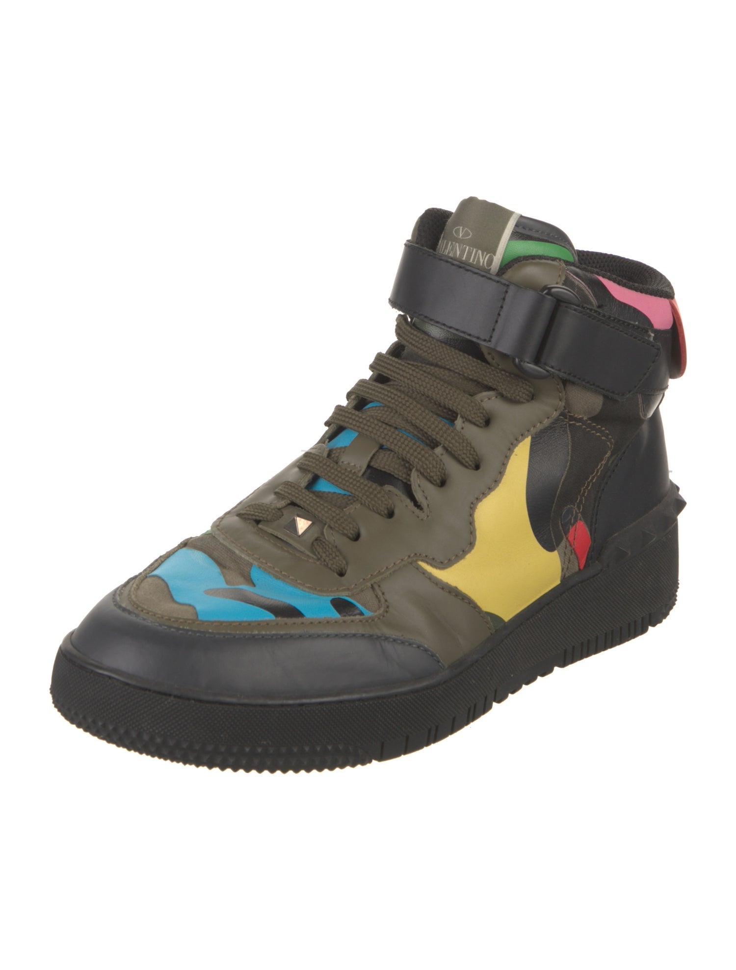 Valentino Rockstud Accents Leather Sneakers