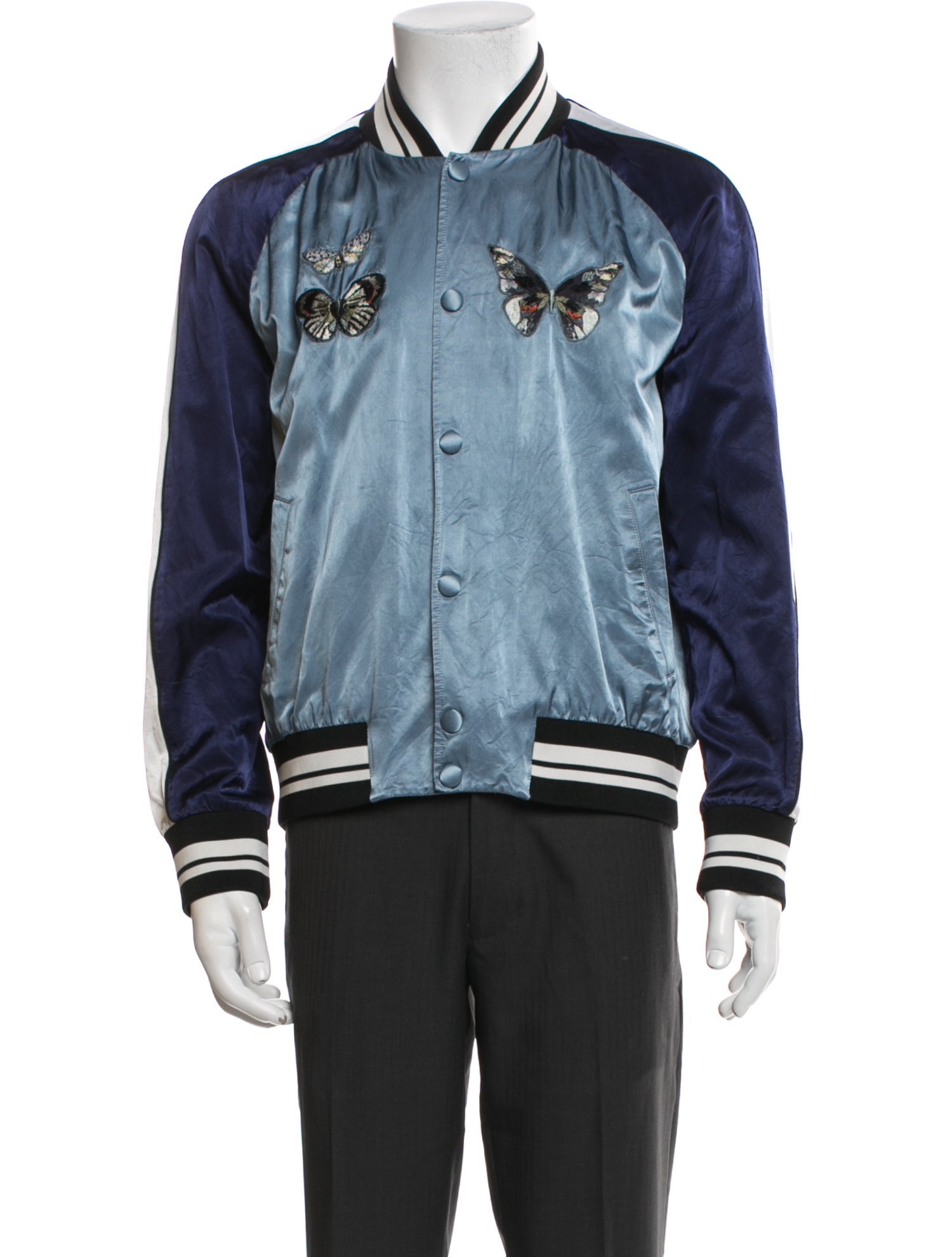 Valentino Rockstud Accents Graphic Print Bomber Jacket