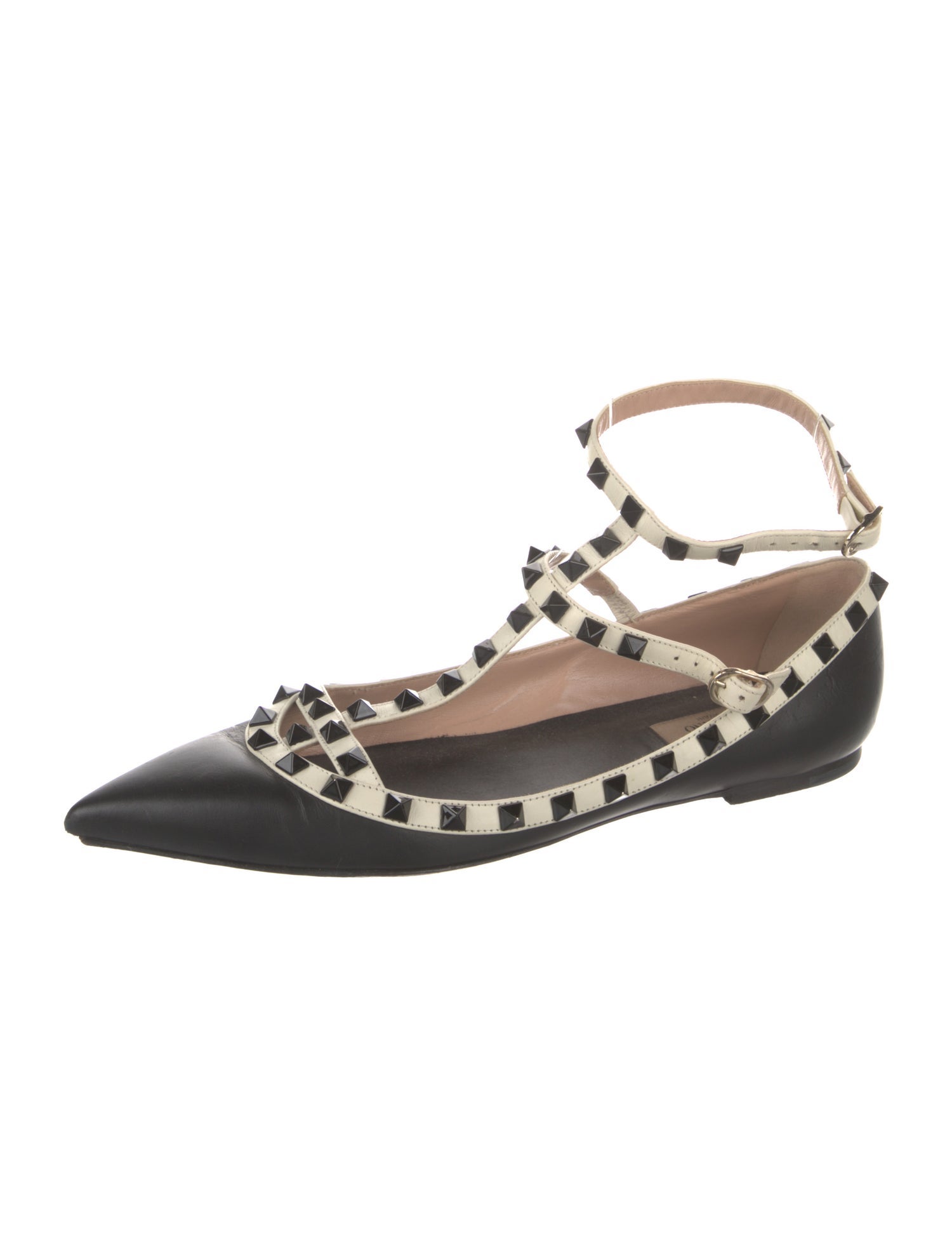 Valentino Rockstud Accents Leather Ballet Flats