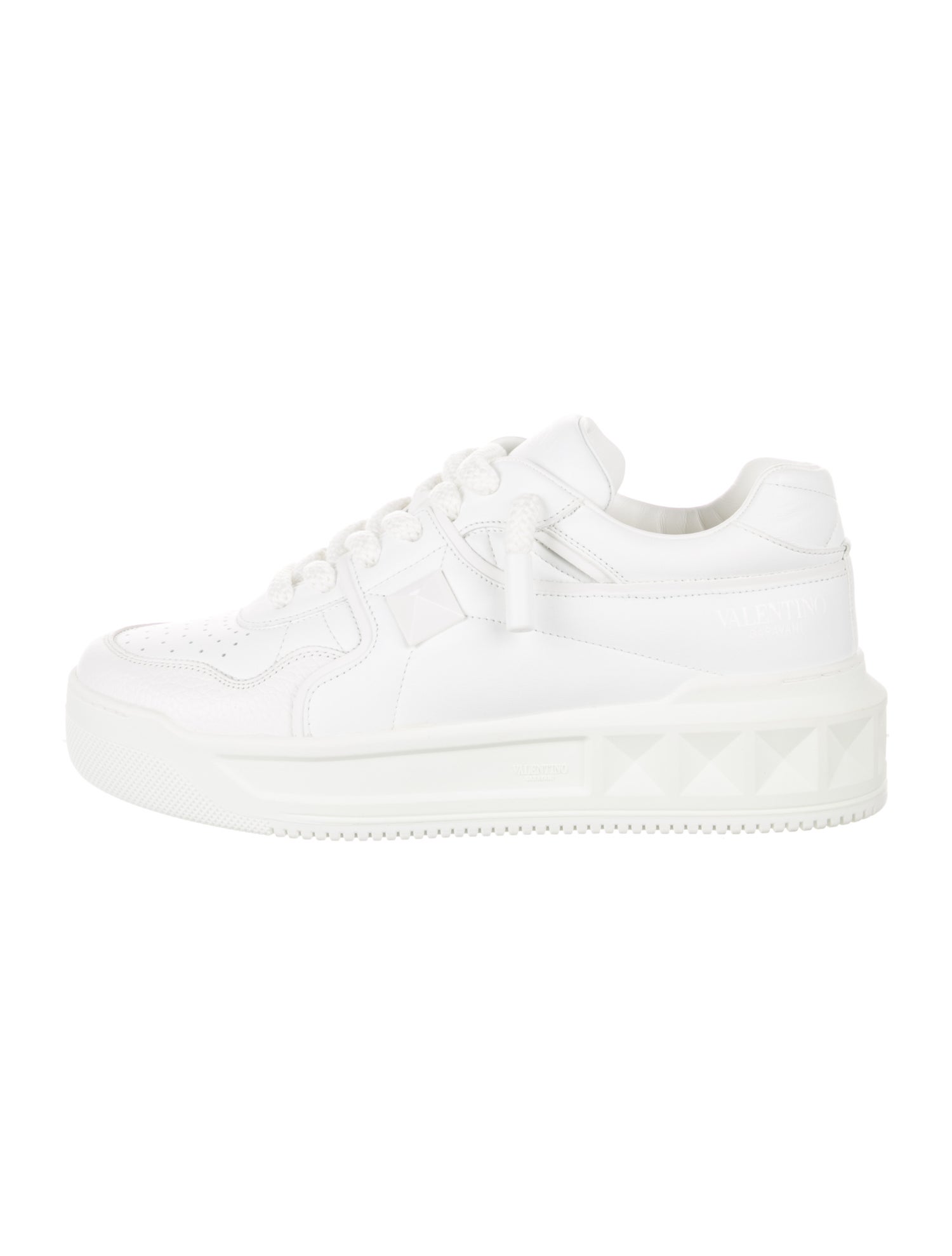 Valentino Rockstud Accents Leather Athletic Sneakers