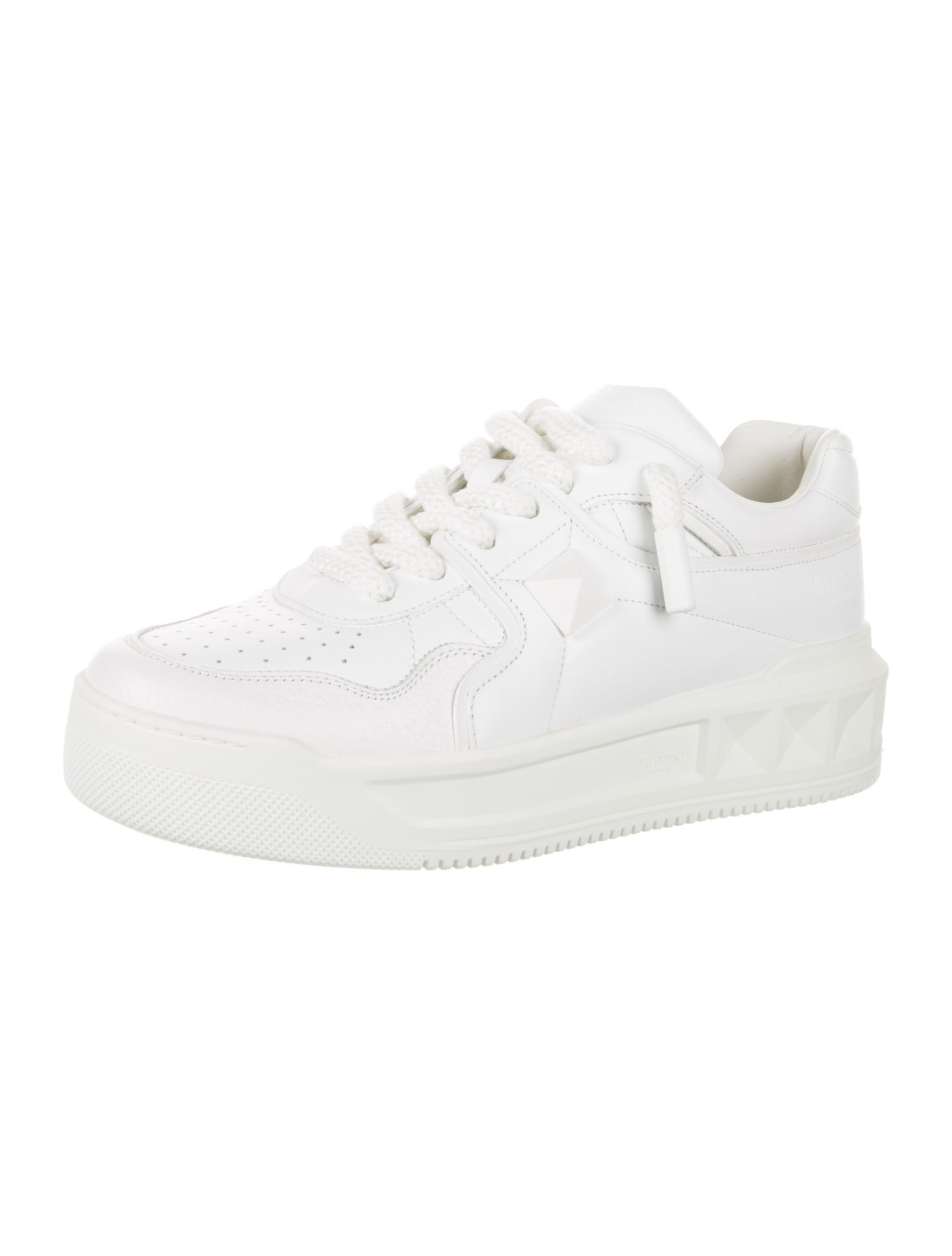 Valentino Rockstud Accents Leather Athletic Sneakers
