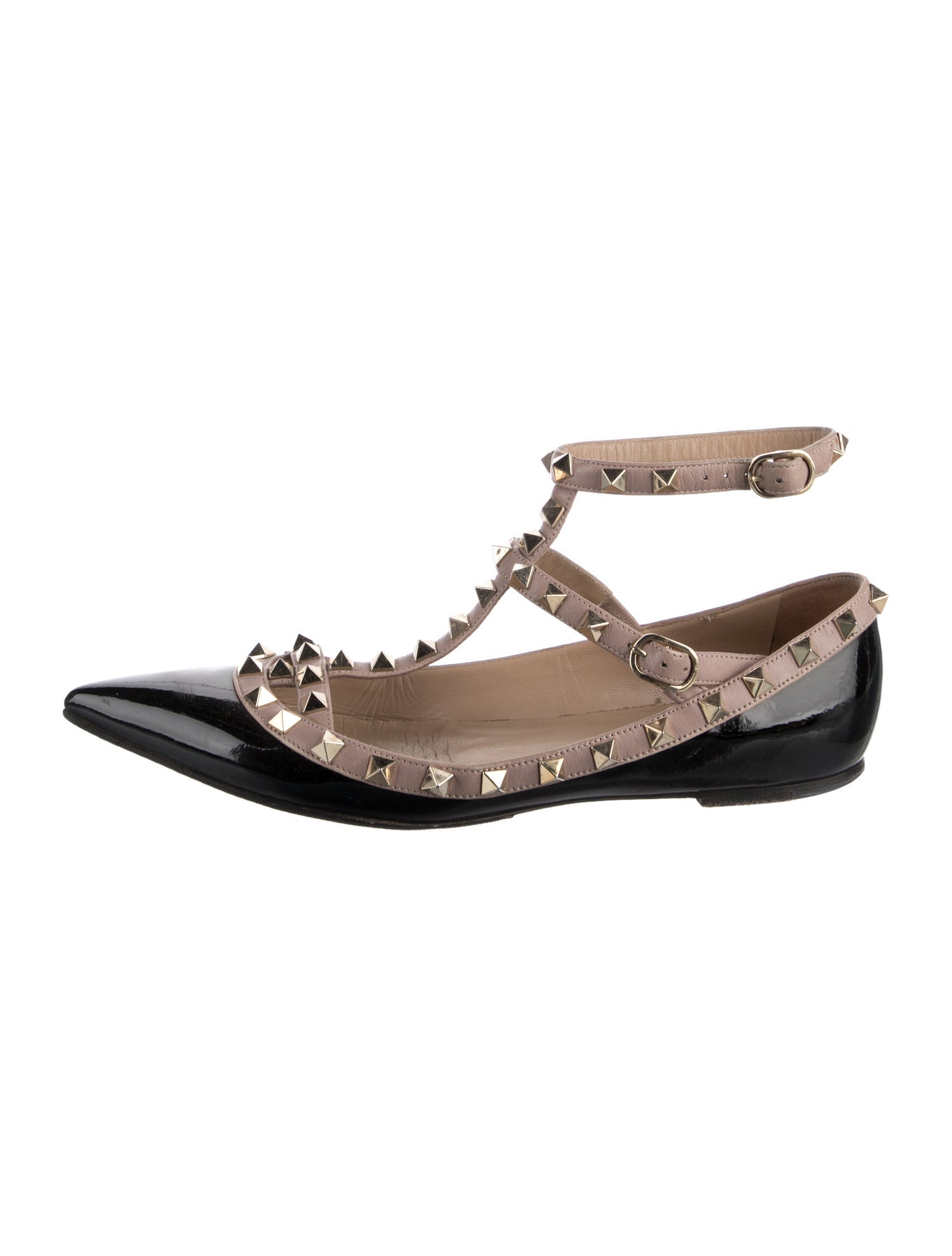 Valentino Rockstud Accents Patent Leather Ballet Flats
