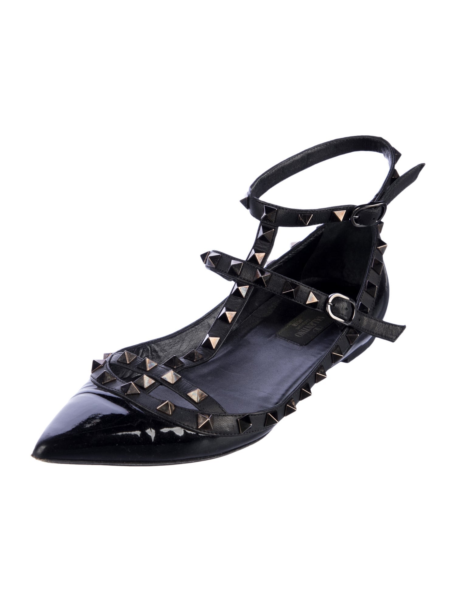 Valentino Rockstud Accents Patent Leather Ballet Flats