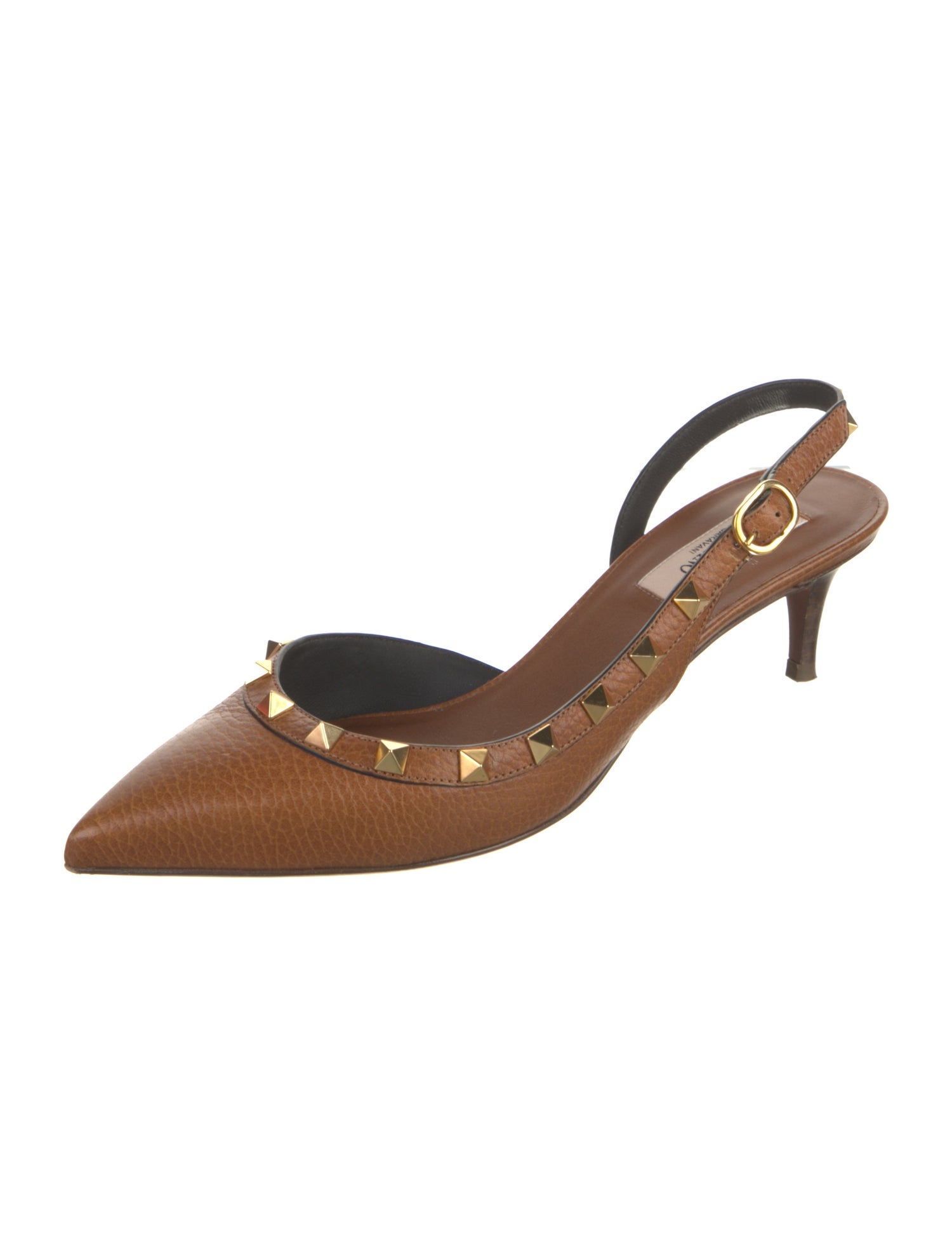 Valentino Rockstud Accents Leather Slingback Pumps
