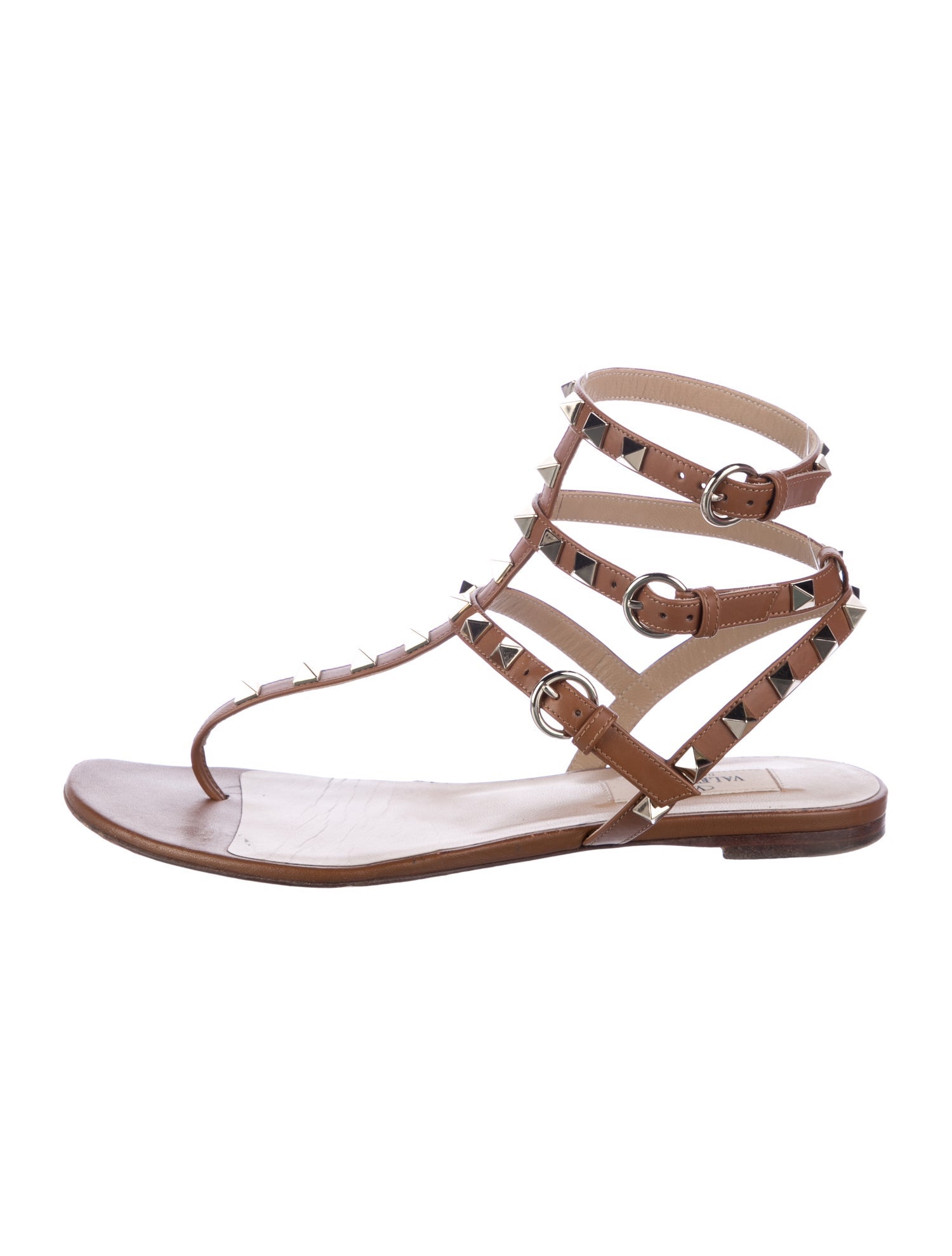 Valentino Rockstud Accents Leather Gladiator Sandals
