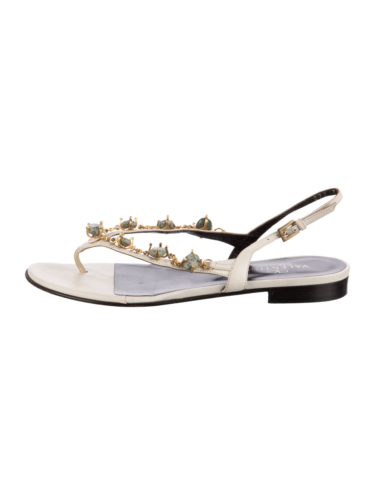 Valentino Leather Crystal Embellishments Sandals