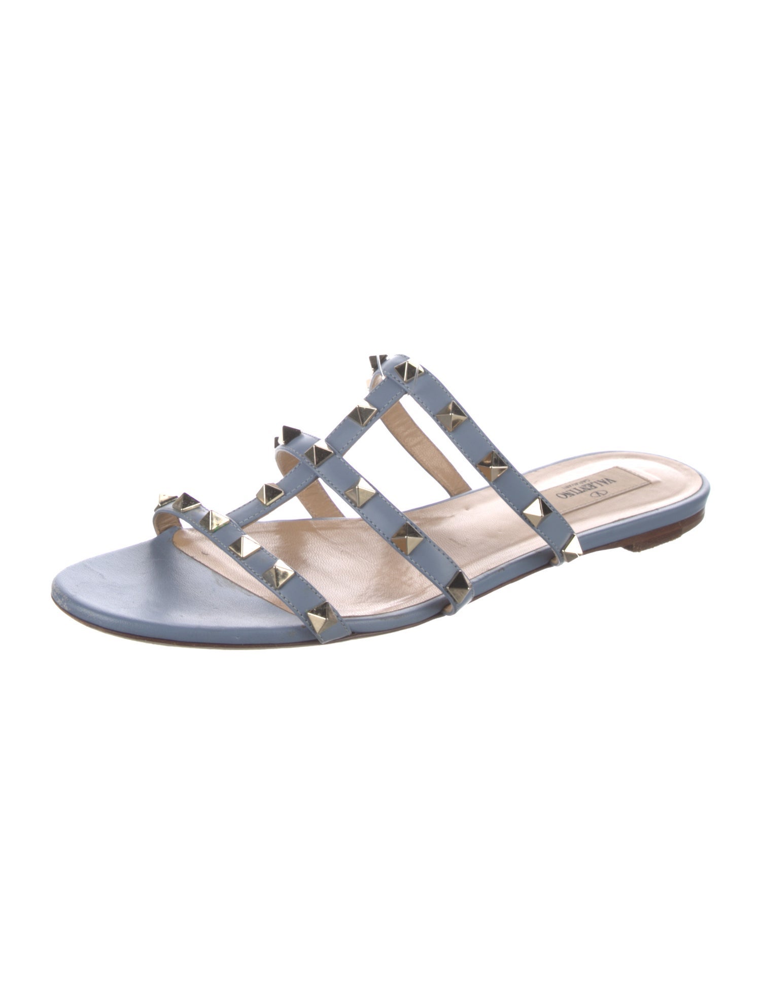 Valentino Rockstud Accents Leather Slides