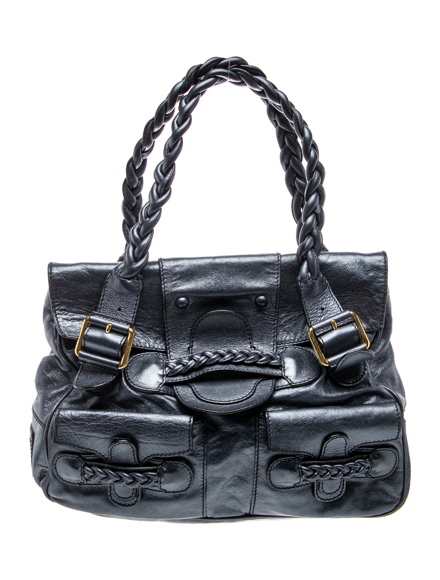 Valentino Leather Top Handle Bag - Blue Handle Bags, Handbags