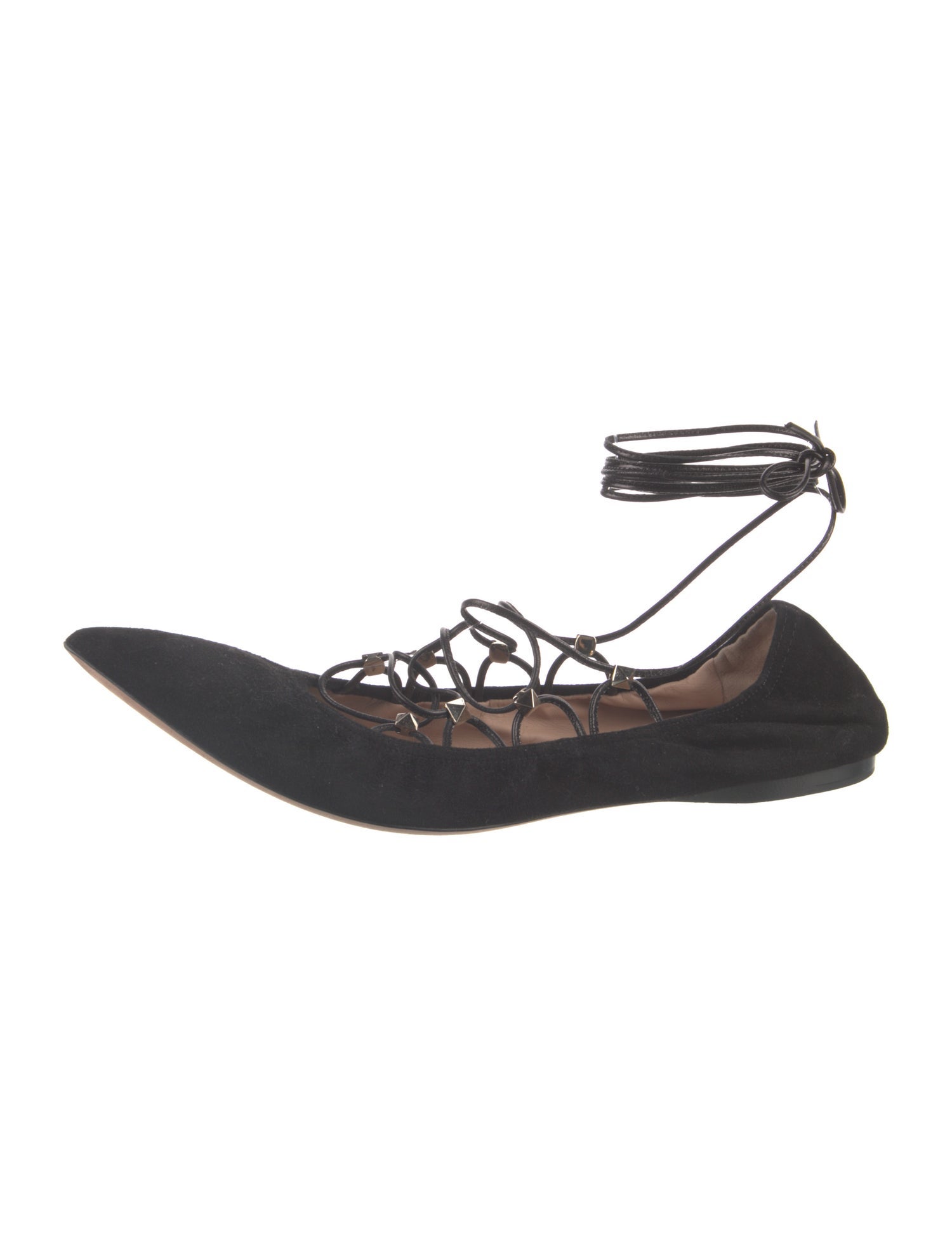 Valentino Rockstud Accents Suede Ballet Flats