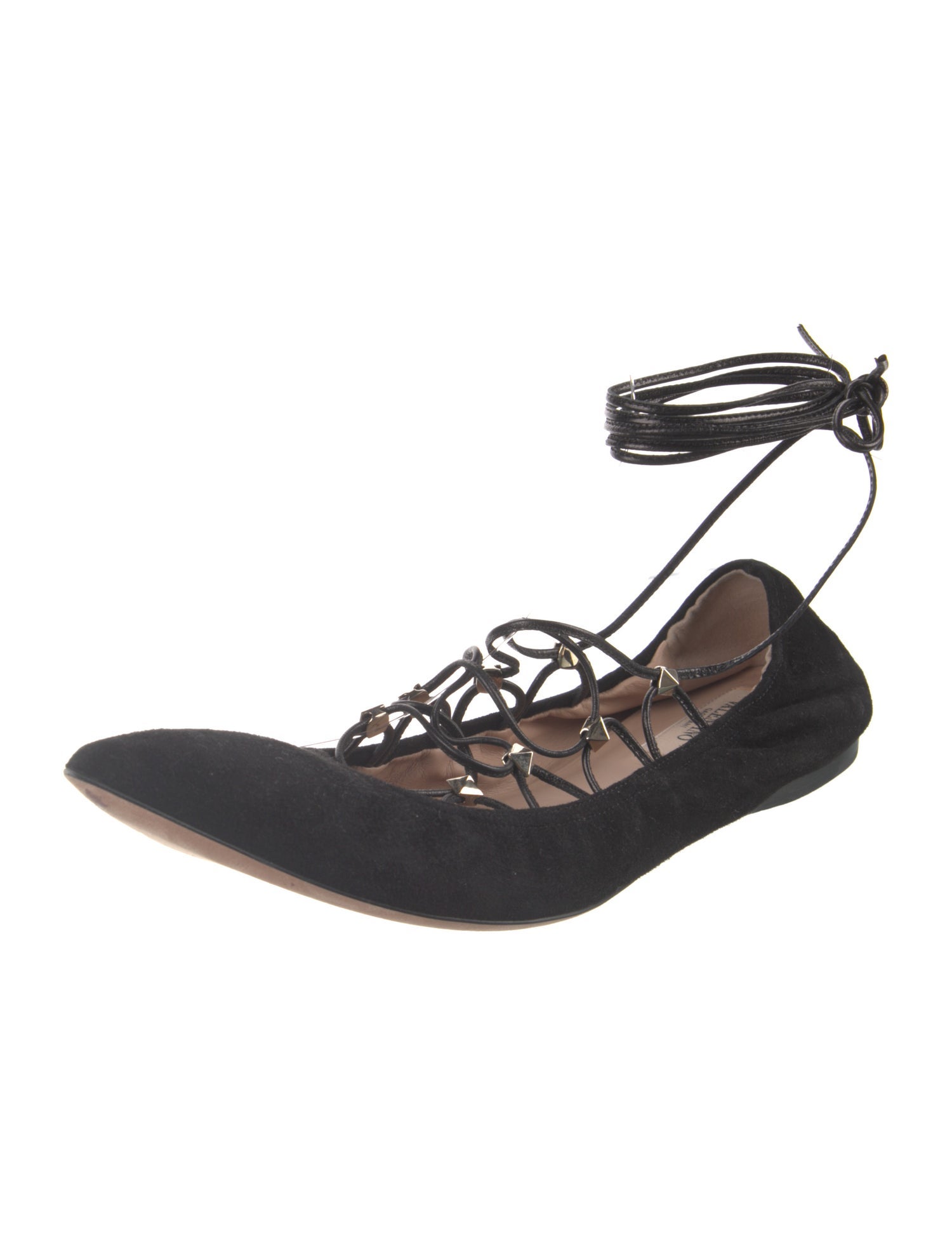 Valentino Rockstud Accents Suede Ballet Flats