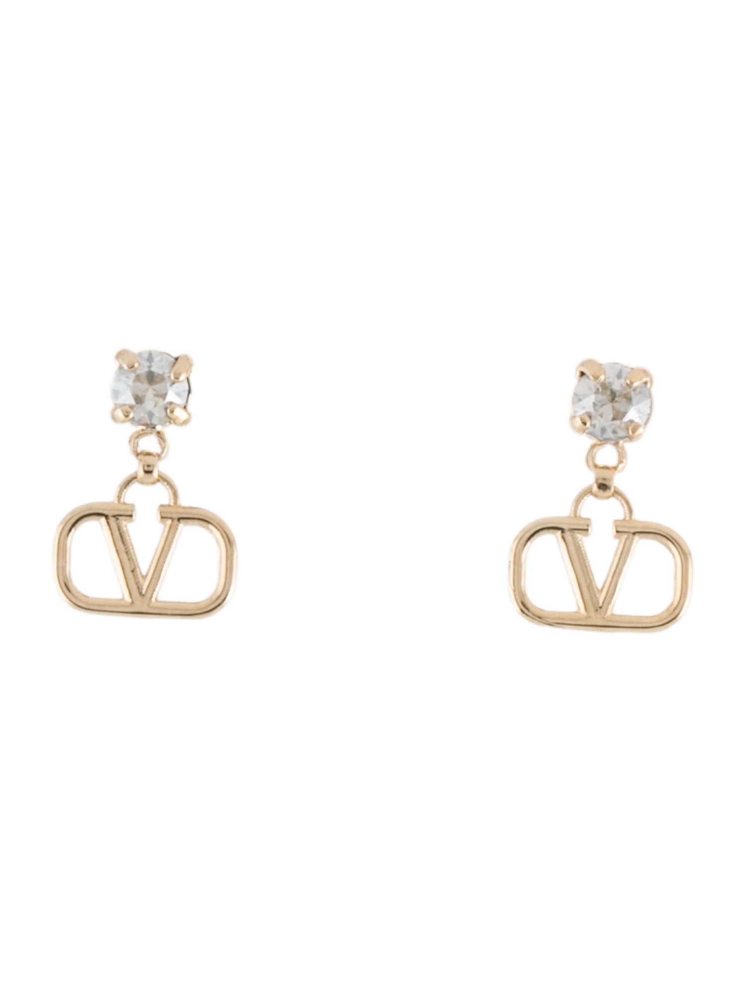 Valentino Crystal VLogo Signature Drop Earrings