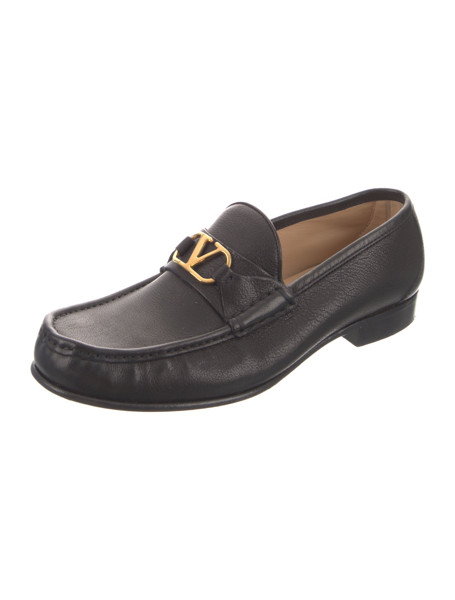 Valentino Rockstud Accents Leather Loafers