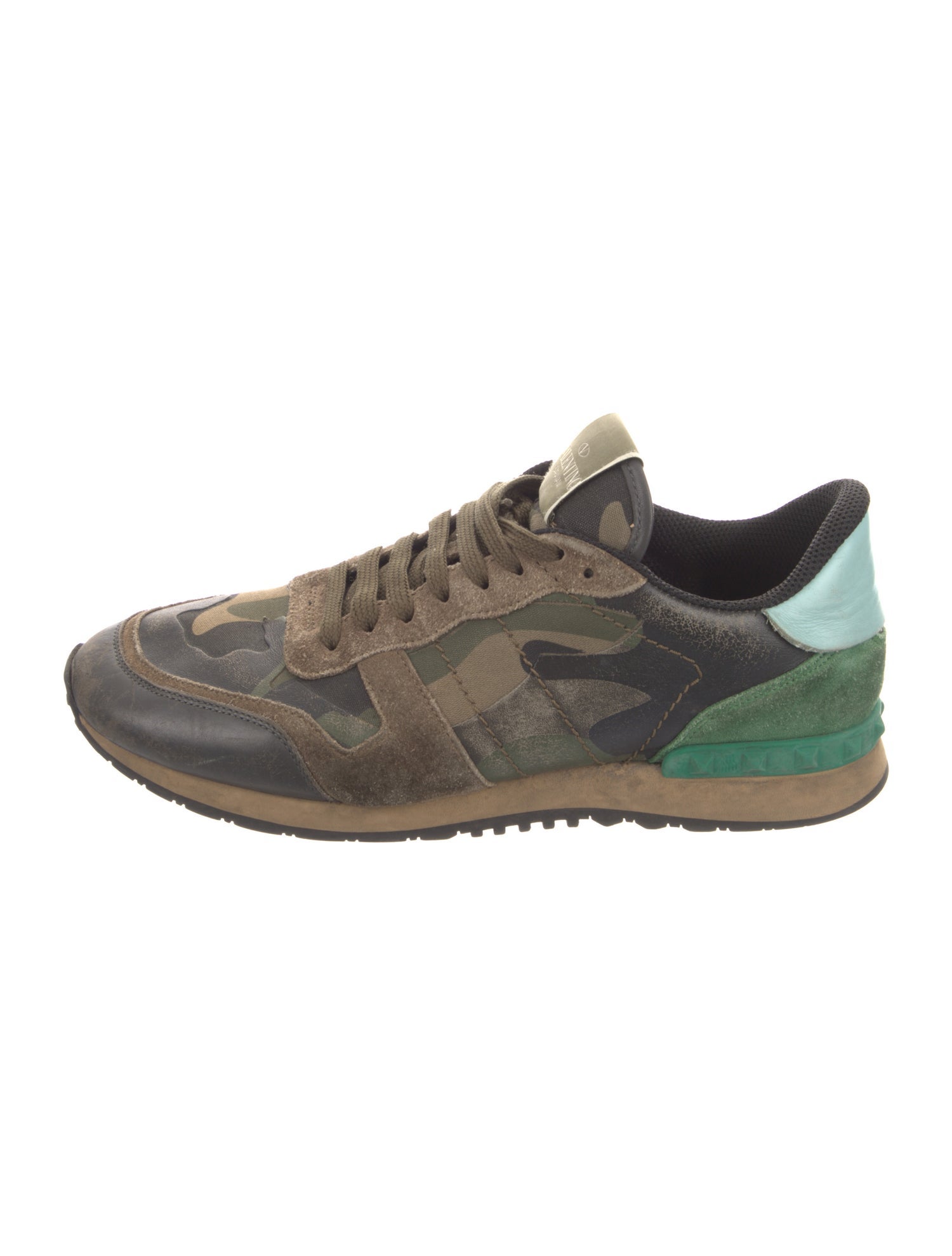 Valentino Rockstud Accents Suede Sneakers